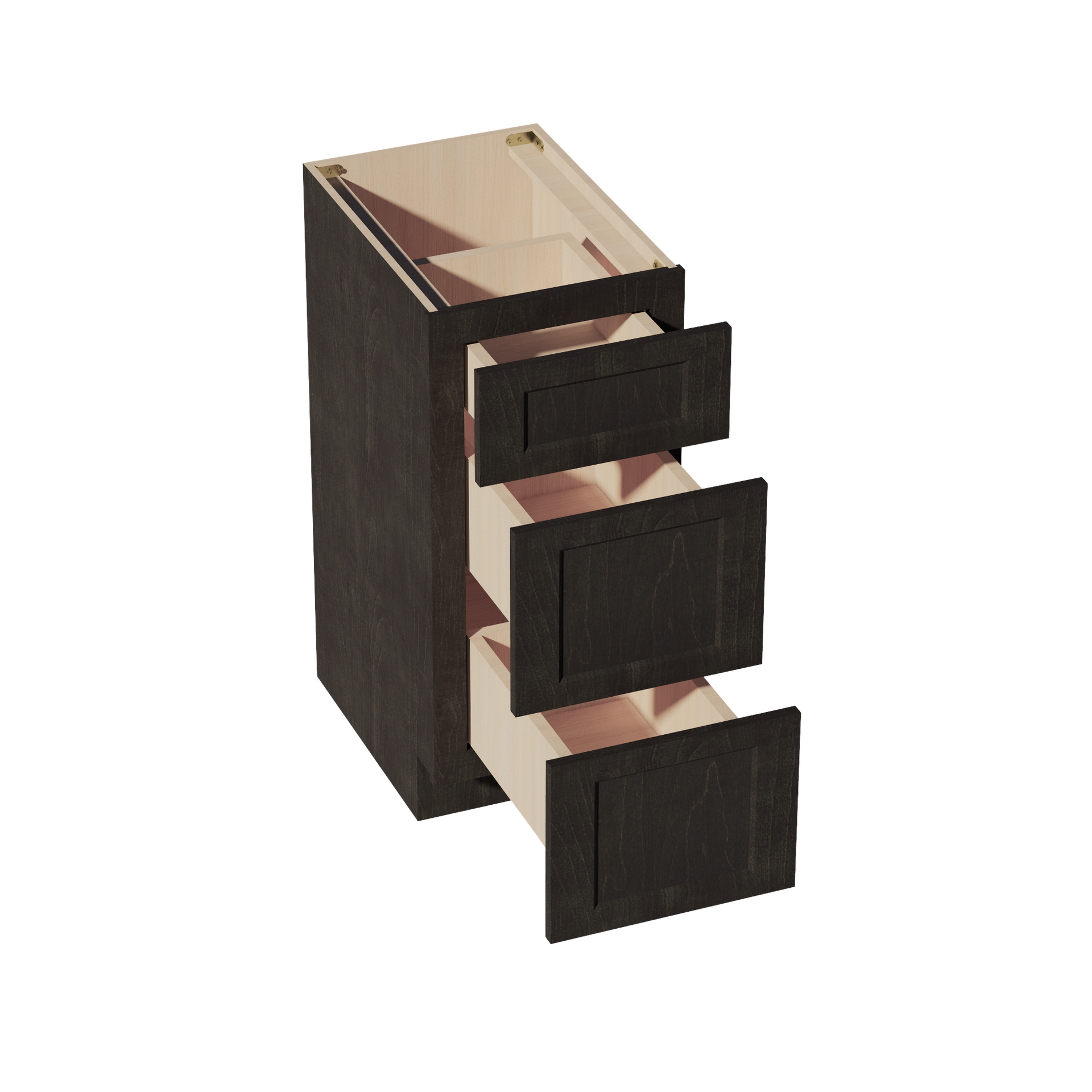VDB1521-SDG  Vanity Base Cabinet 3 Drawers - Shaker Style - Dark Grey   15"W x 34-1/2"H x 21"D