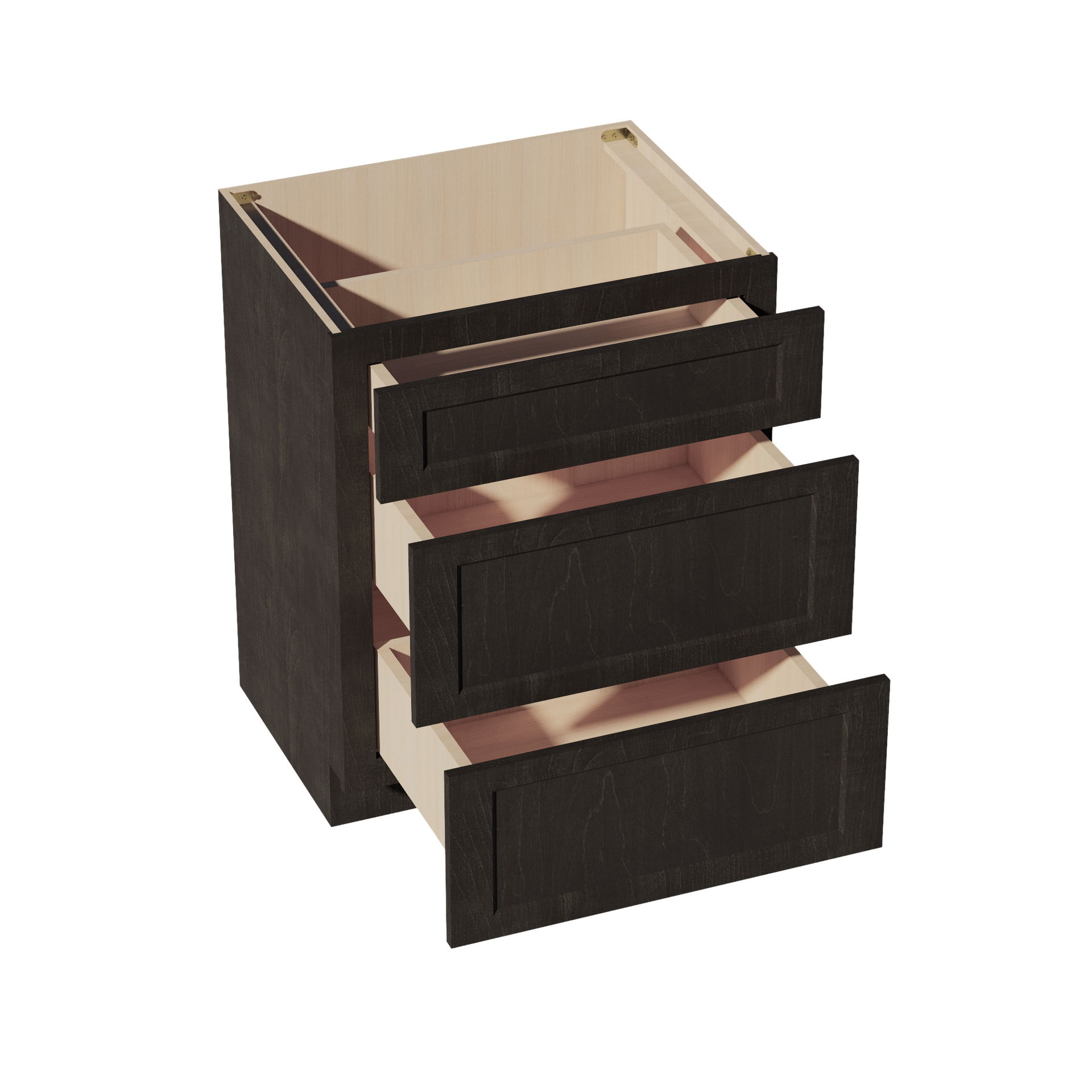 VDB2721-SDG  Vanity Base Cabinet 3 Drawers - Shaker Style - Dark Grey   27"W x 34-1/2"H x 21"D