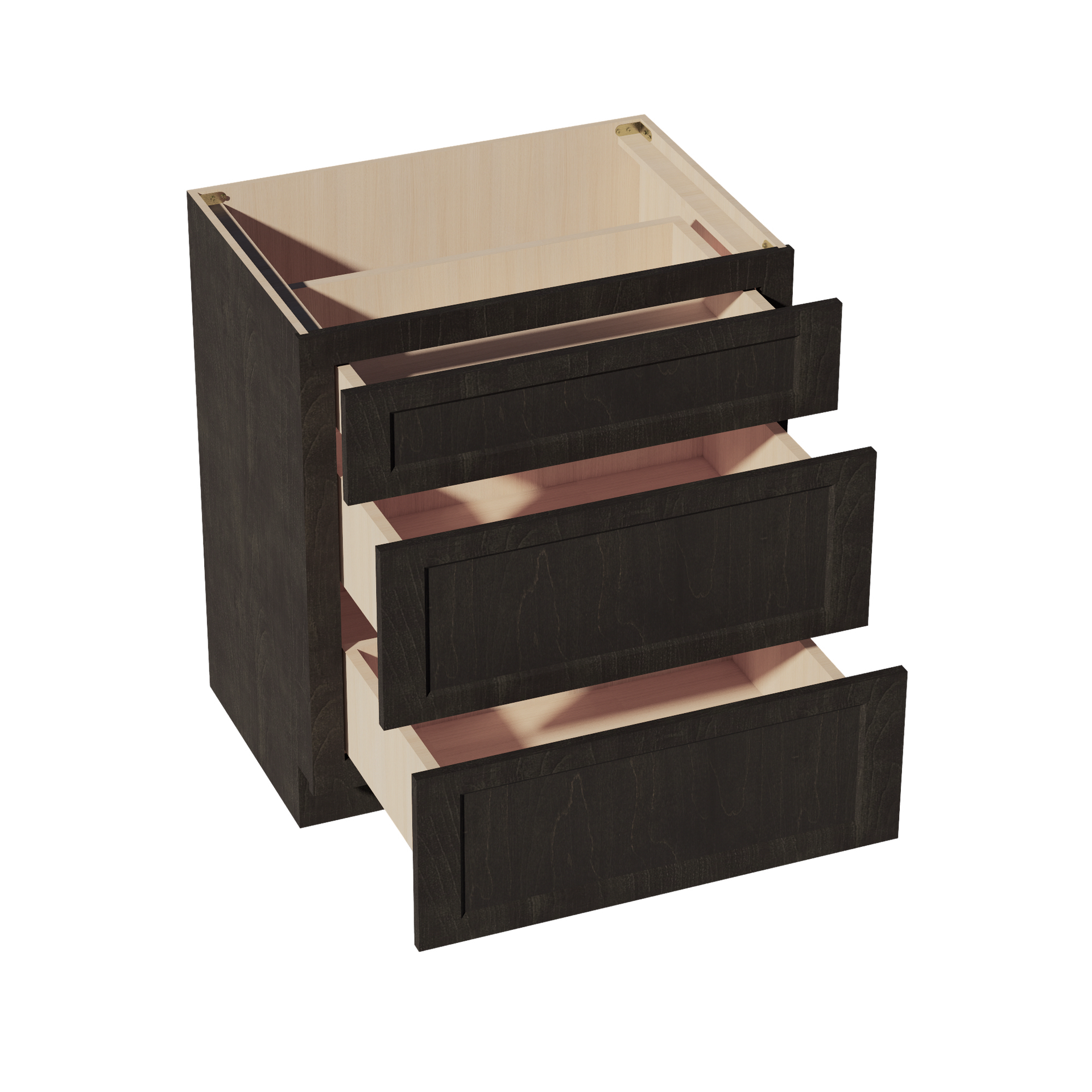 VDB3021-SDG  Vanity Base Cabinet 3 Drawers - Shaker Style - Dark Grey   30"W x 34-1/2"H x 21"D
