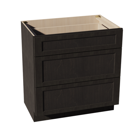 VDB3321-SDG  Vanity Base Cabinet 3 Drawers - Shaker Style - Dark Grey   33"W x 34-1/2"H x 21"D