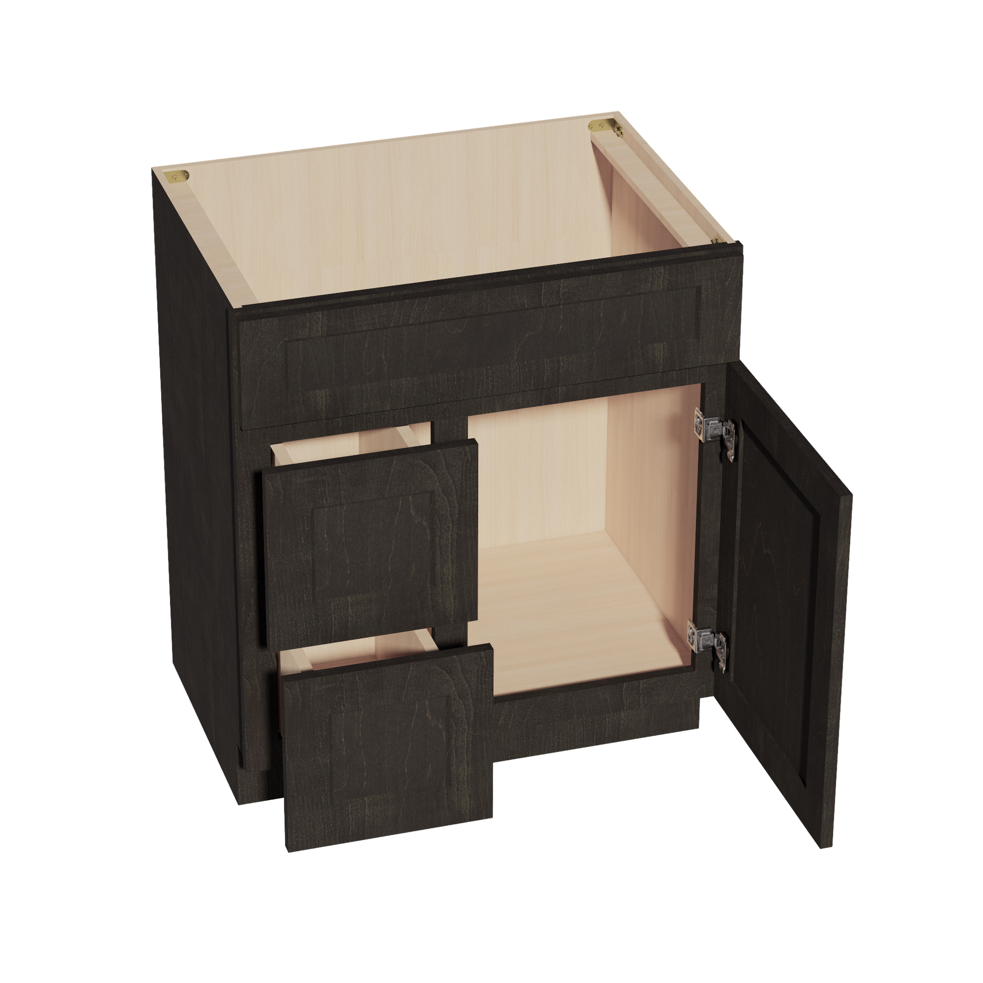 VSD3021L-SDG  Vanity Sink Base 2 Doors & 2 Left Drawers Offset - Shaker Style - Dark Grey   30"W x 34-1/2"H x 21"D