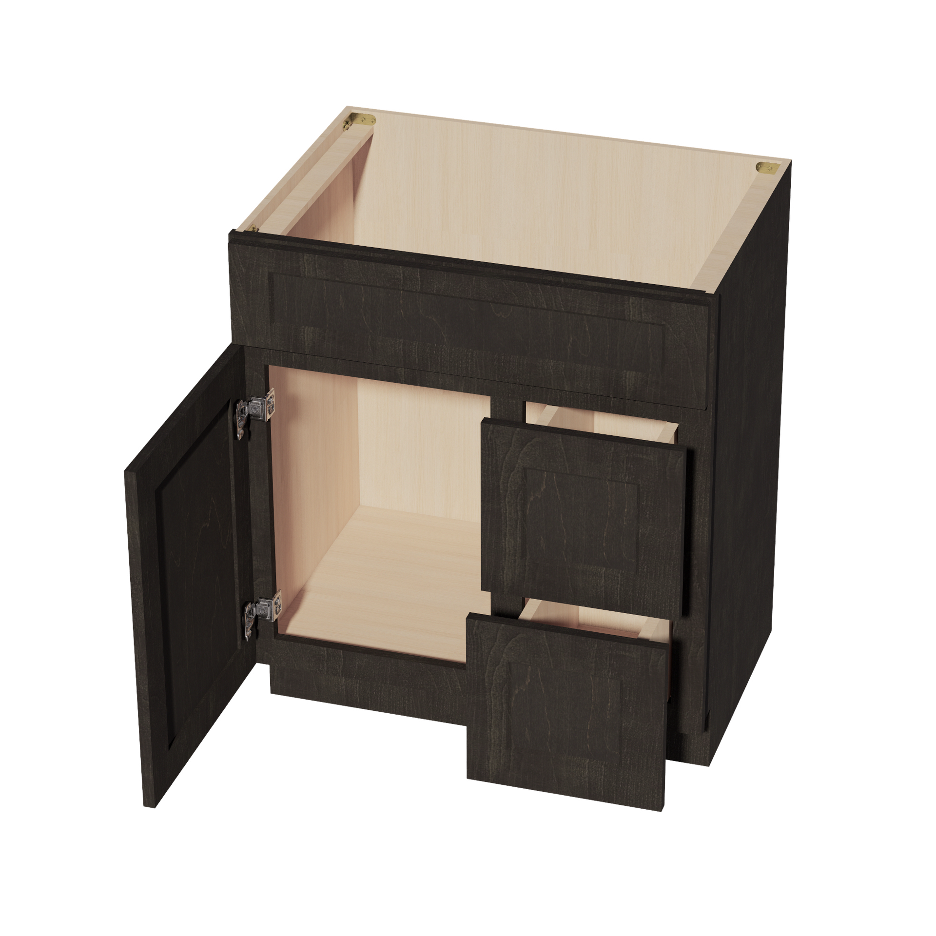 VSD3021R-SDG  Vanity Sink Base 2 Doors & 2 Right Drawers Offset - Shaker Style - Dark Grey   30"W x 34-1/2"H x 21"D