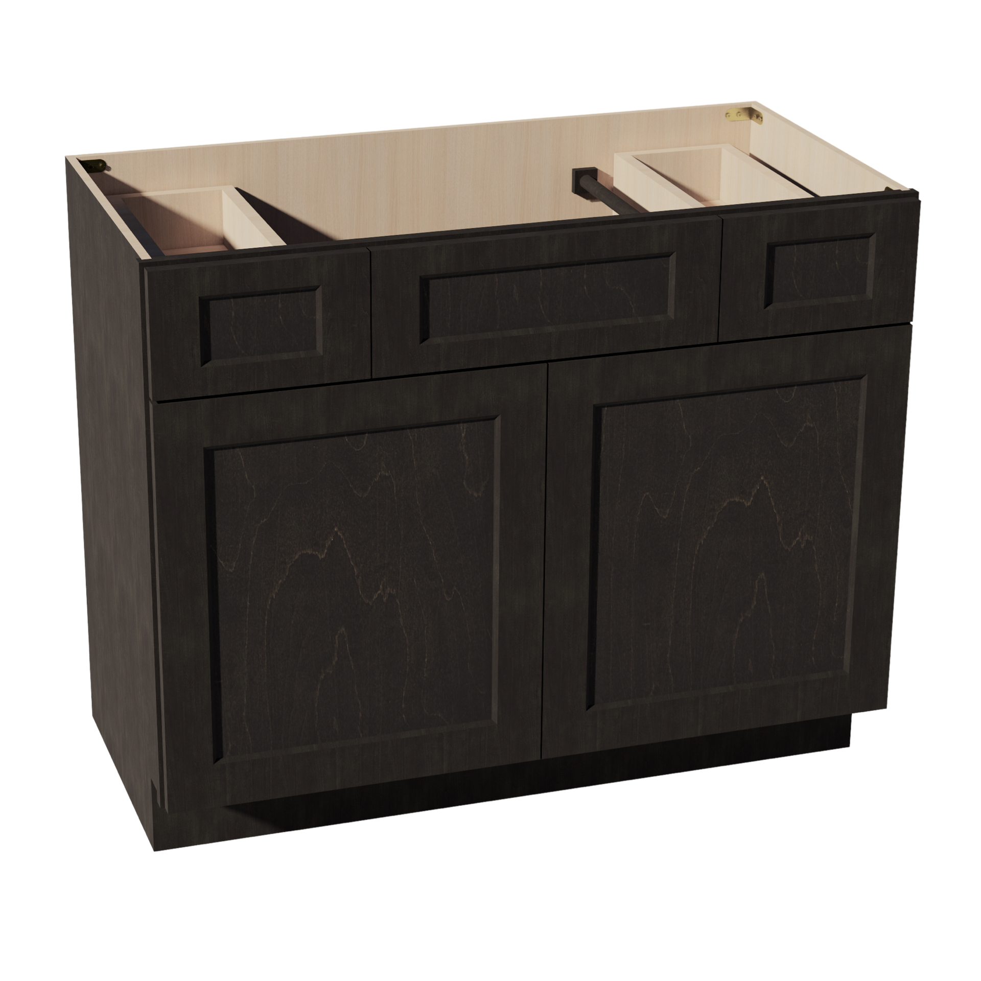 VSD4221-SDG  Vanity Sink Base 2 Doors 2 Drawers & 1 Centered False Drawer  - Shaker Style - Dark Grey   42"W x 34-1/2"H x 21"D