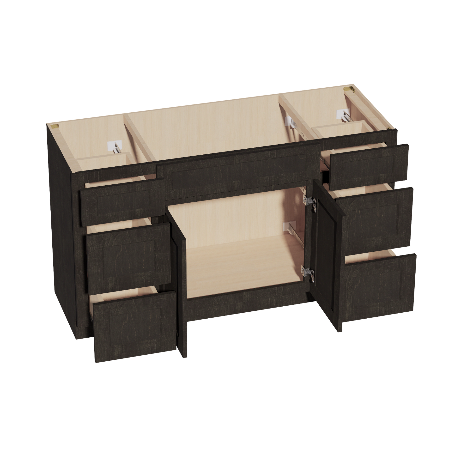 VSD60SINGLE-SDG  Vanity Sink Base Combo Cabinet  4 Doors 3 Drawers & 2 False Drawers Single Vanity - Shaker Style - Dark Grey   60"W x 34-1/2"H x 21"D