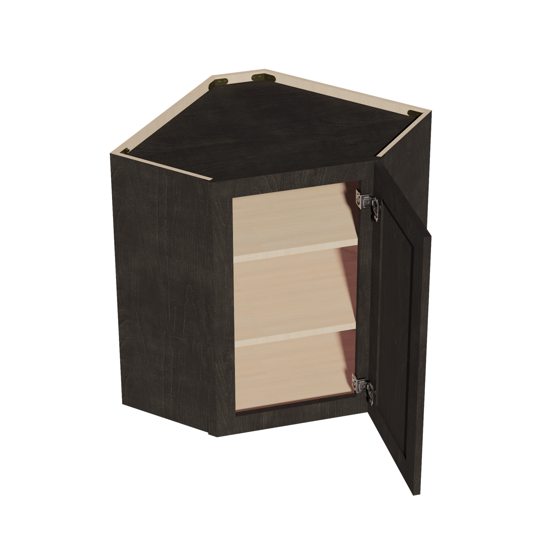 WDC2430-SDG  Diagonal Wall Corner Cabinet 1 Door & 2 Shelves - Shaker Style - Dark Grey   24"W x 30"H x 24"D