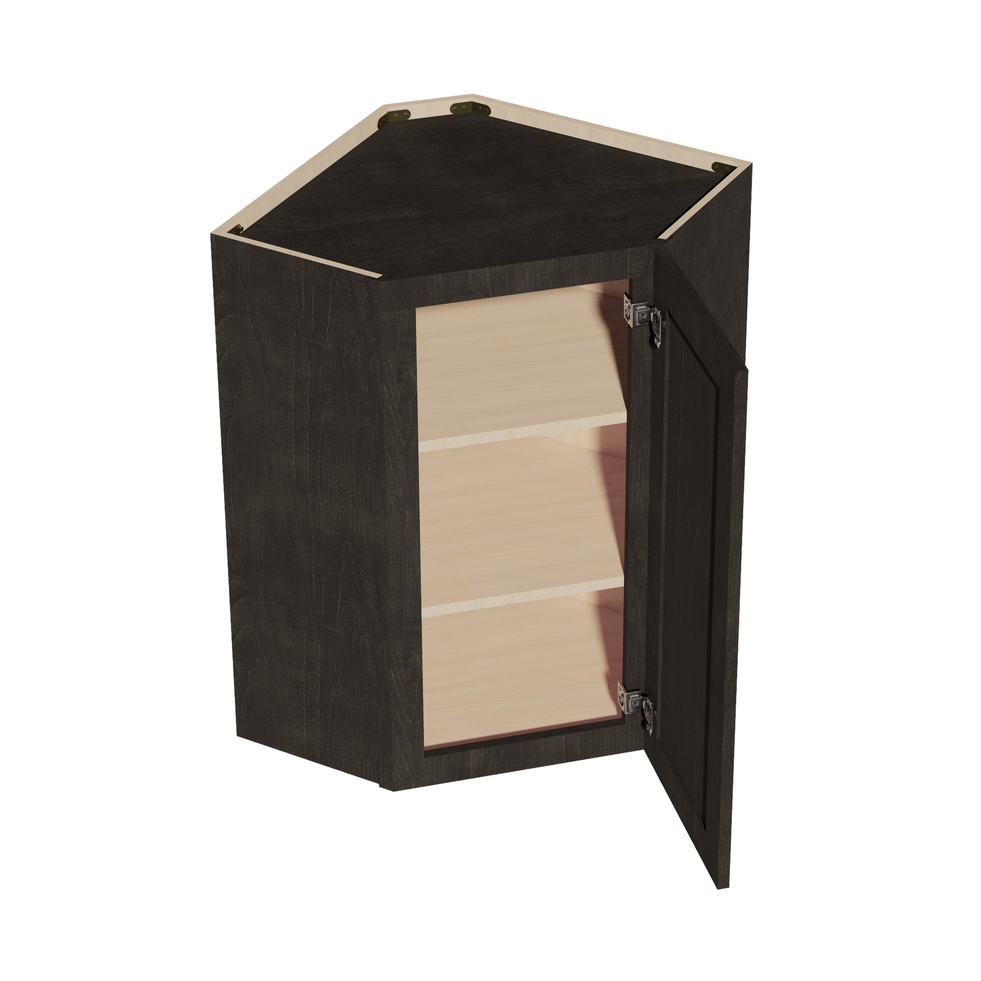 WDC2436-SDG  Diagonal Wall Corner Cabinet 1 Door & 2 Shelves - Shaker Style - Dark Grey   24"W x 36"H x 24"D