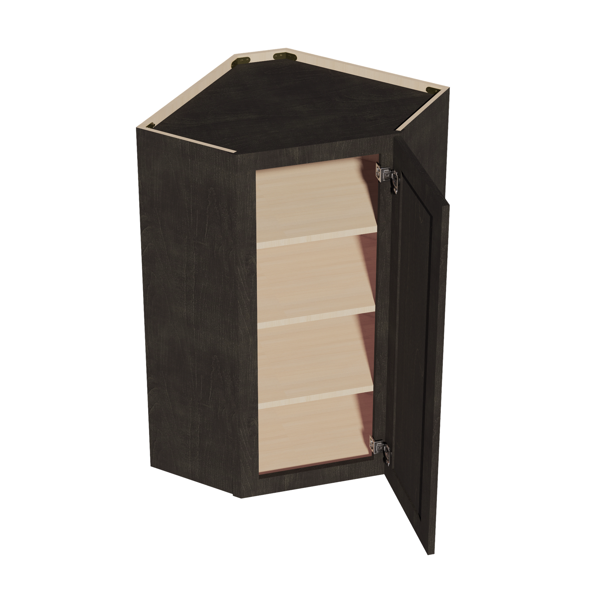 WDC2442-SDG  Diagonal Wall Corner Cabinet 1 Door & 2 Shelves - Shaker Style - Dark Grey   24"W x 42"H x 24"D