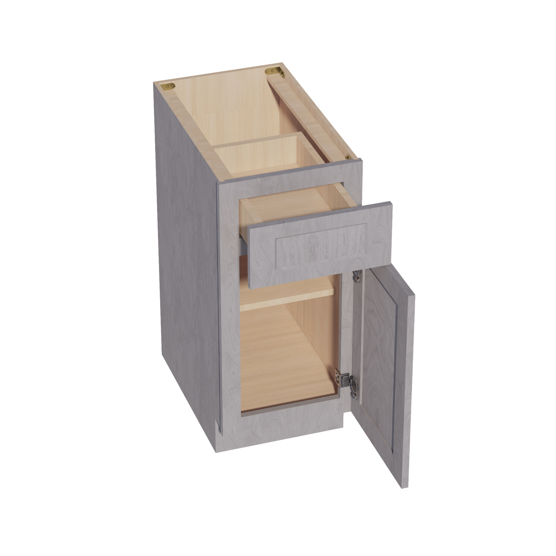 B15-SWG Base Cabinet - Shaker Style - Washed Grey   15"W x 34-1/2"H x 24"D