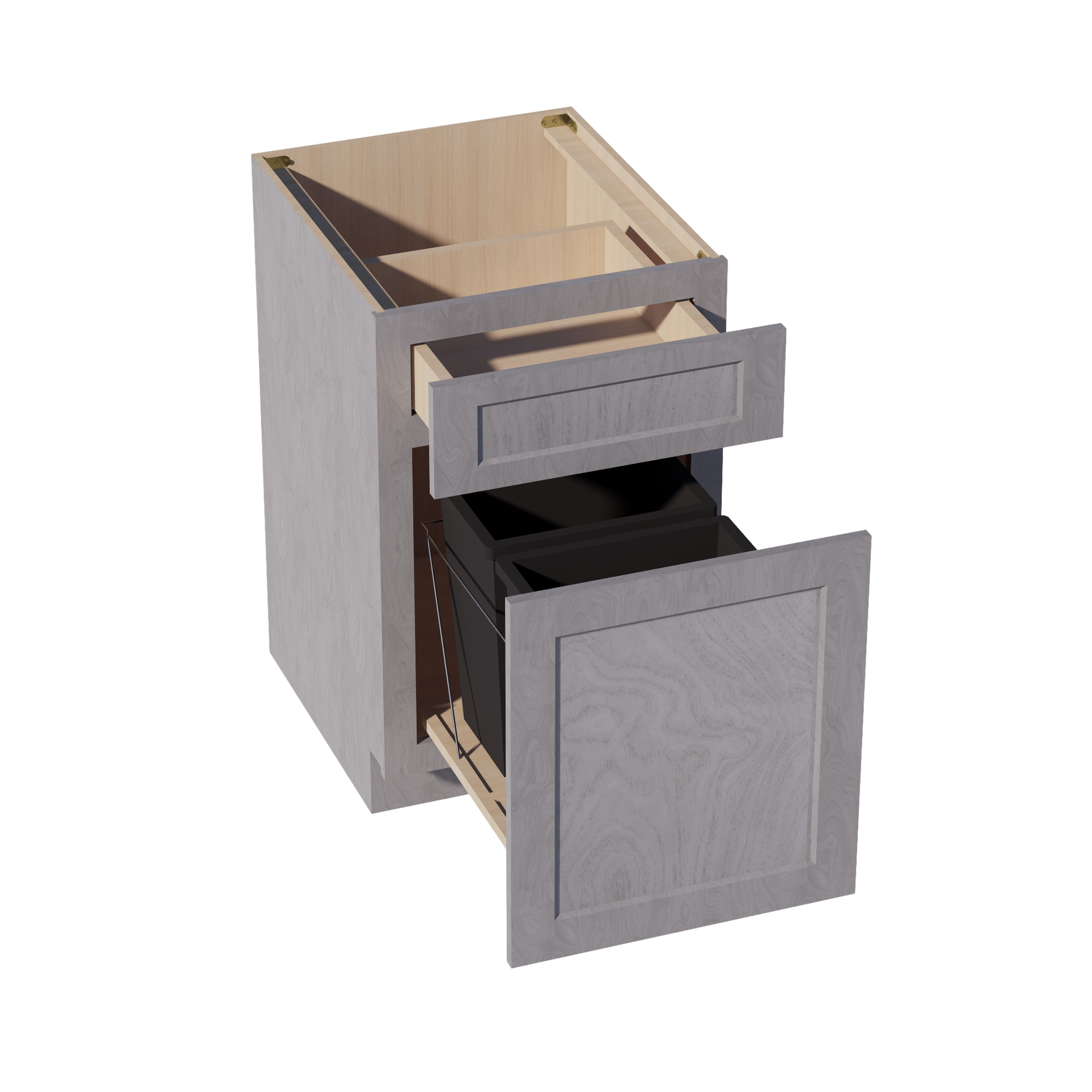 B18TR-SWG Base Cabinet - Shaker Style - Washed Grey   18"W x 34-1/2"H x 24"D