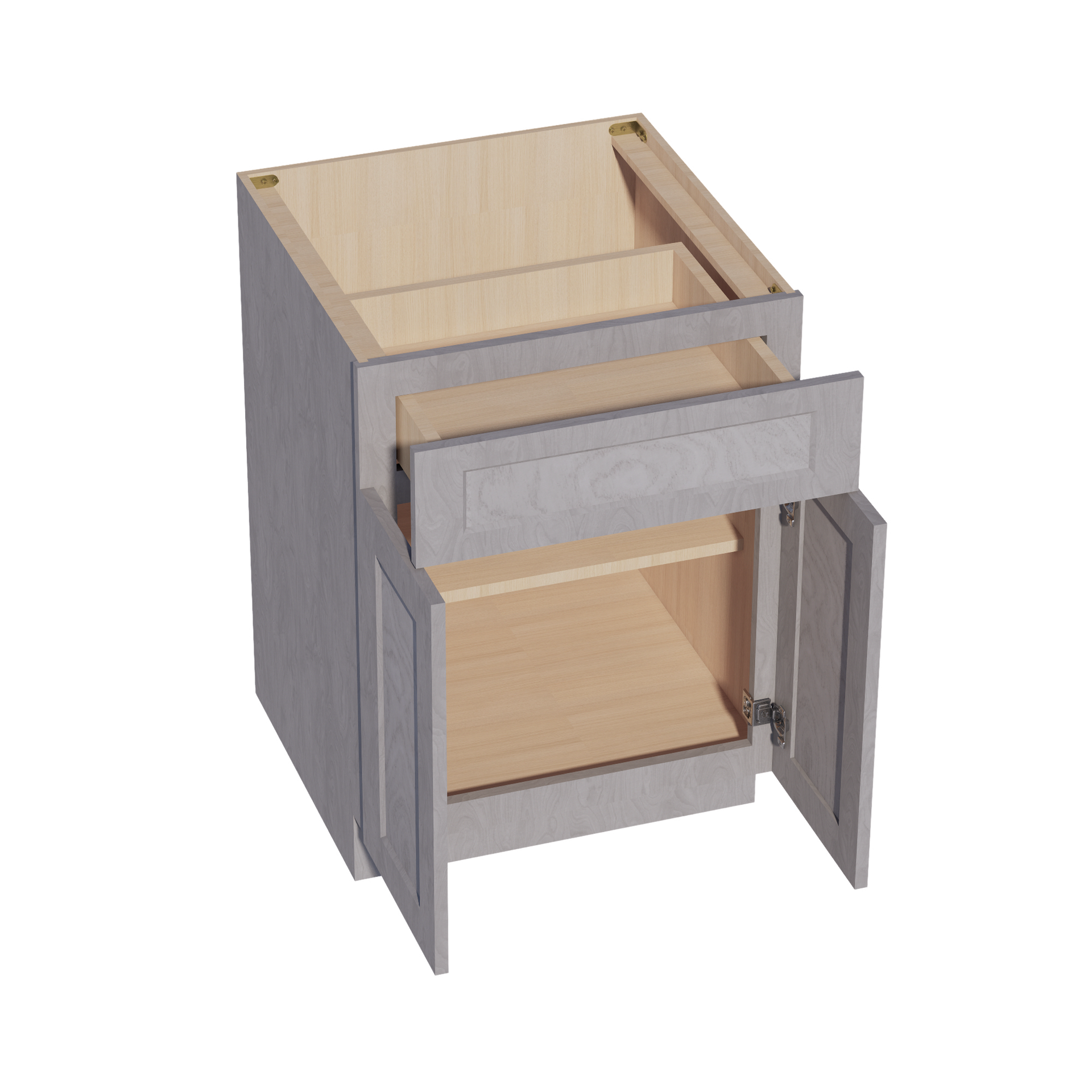 B24-SWG Base Cabinet - Shaker Style - Washed Grey   24"W x 34-1/2"H x 24"D
