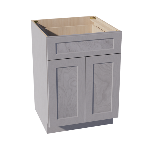 B24-SWG Base Cabinet - Shaker Style - Washed Grey   24"W x 34-1/2"H x 24"D