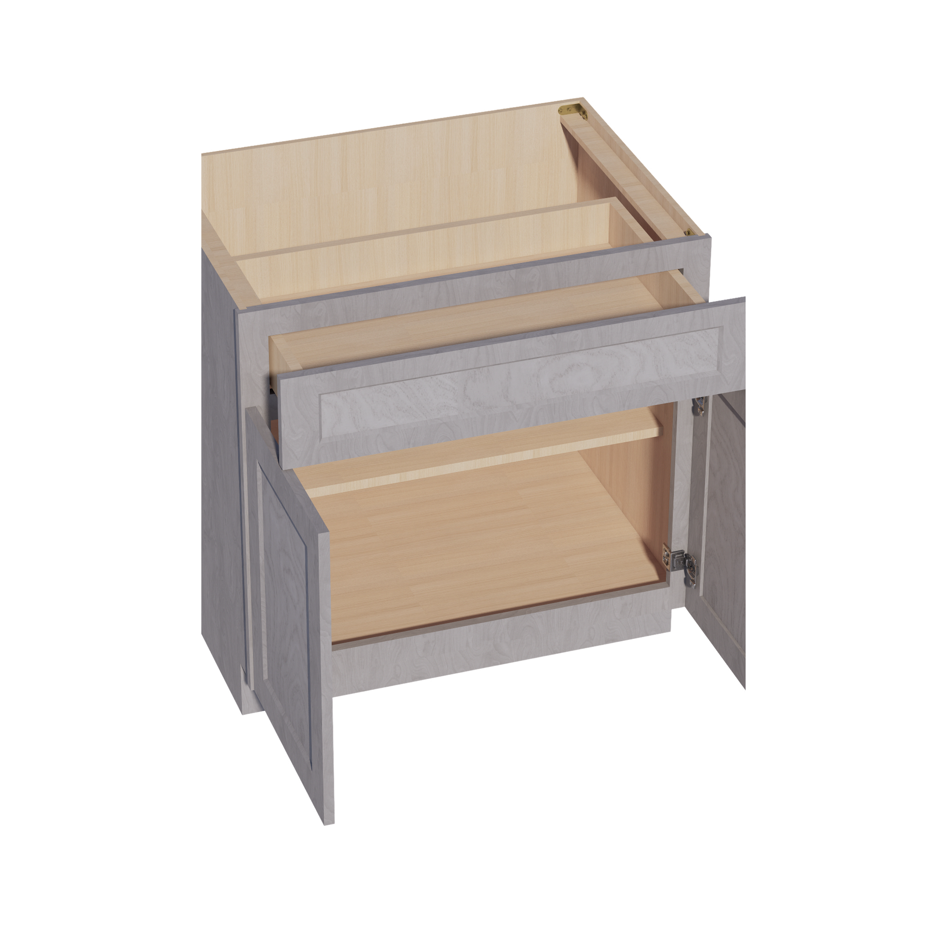 B33-SWG Base Cabinet - Shaker Style - Washed Grey   39"W x 34-1/2"H x 24"D