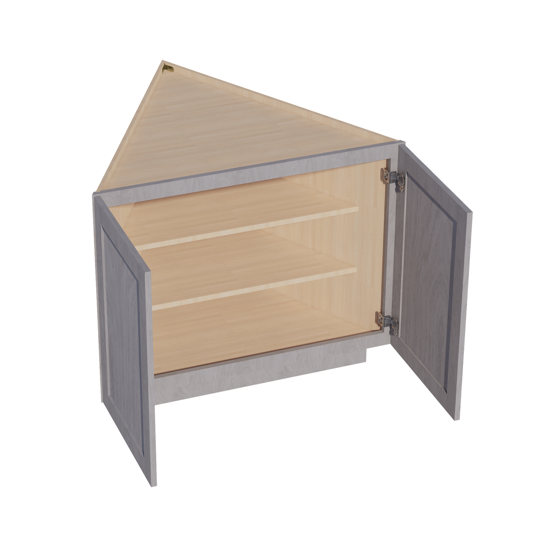 BEC24-SWG Base Cabinet 2 Full Height Door Angle - Shaker Style - Washed Grey   24"D x 34-1/2"H x 24"D
