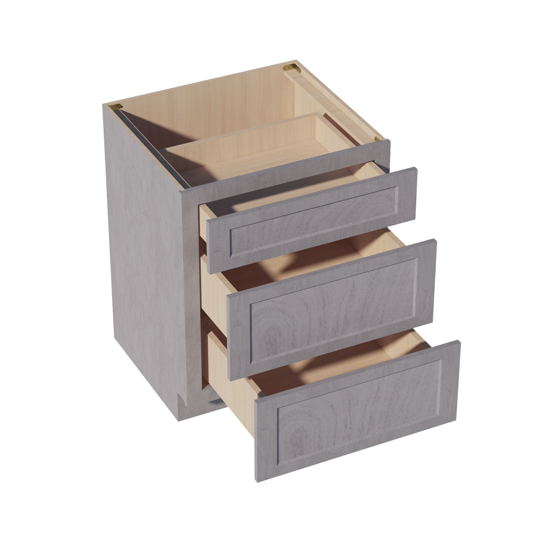 DB27-SWG Base Cabinet 3 Drawers - Shaker Style - Washed Grey   27"W x 34-1/2"H x 24"D