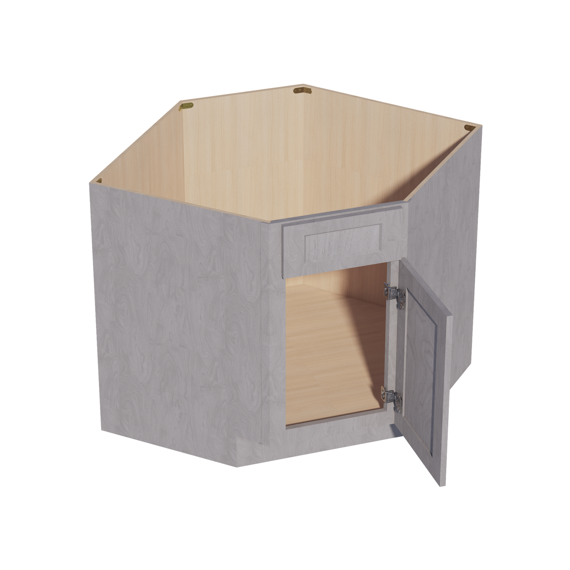DSB36-SWG Base Cabinet 1 Door 1 False Drawer Corner Sink - Shaker Style - Washed Grey   18"W x 34-1/2"H x 24"D