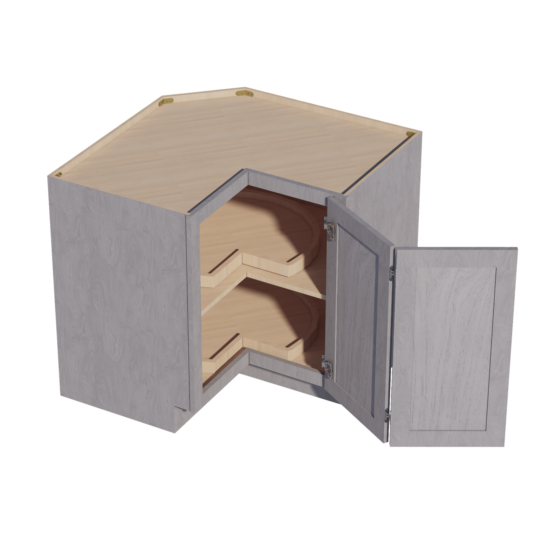 LSB33-SWG: Shaker Washed Grey 33" 2 Doors Lazy Susan Corner Base Cabinet