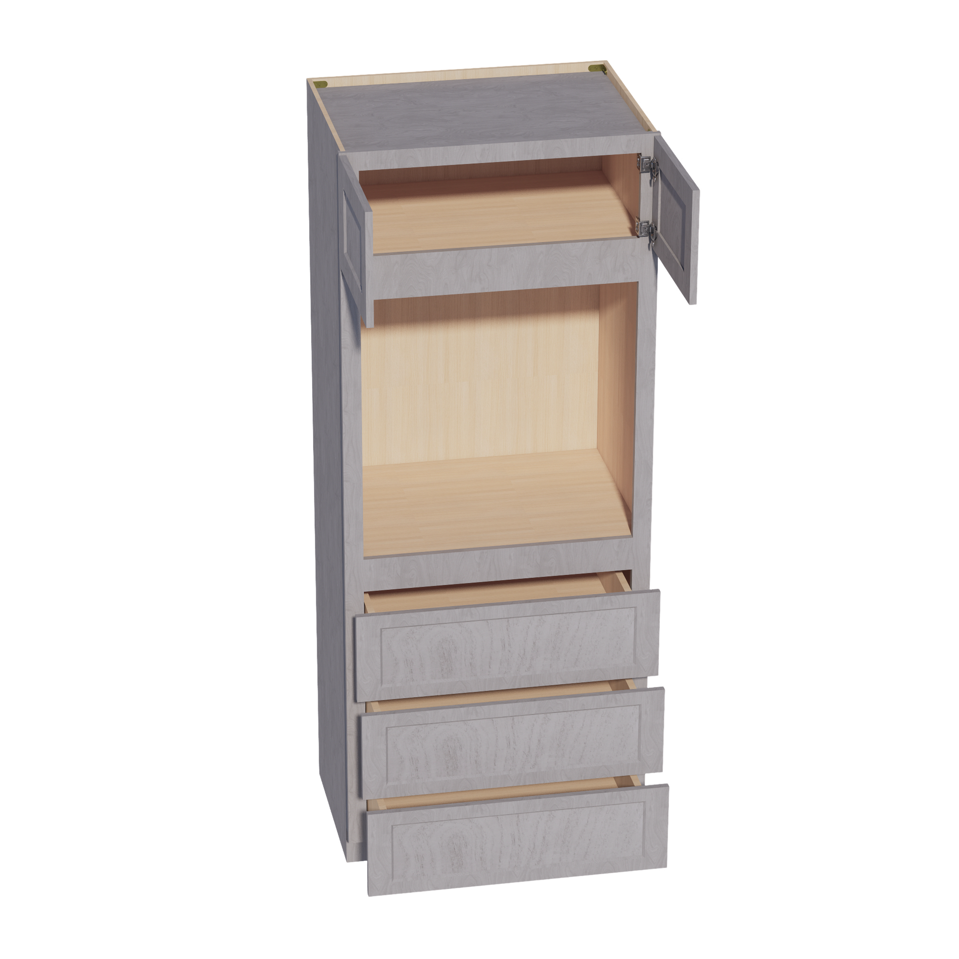 OC3384-SWG Tall Oven 2 Door & 3 Drawers Cabinet - Shaker Style - Washed Grey   33"W x 84"H x 24"D