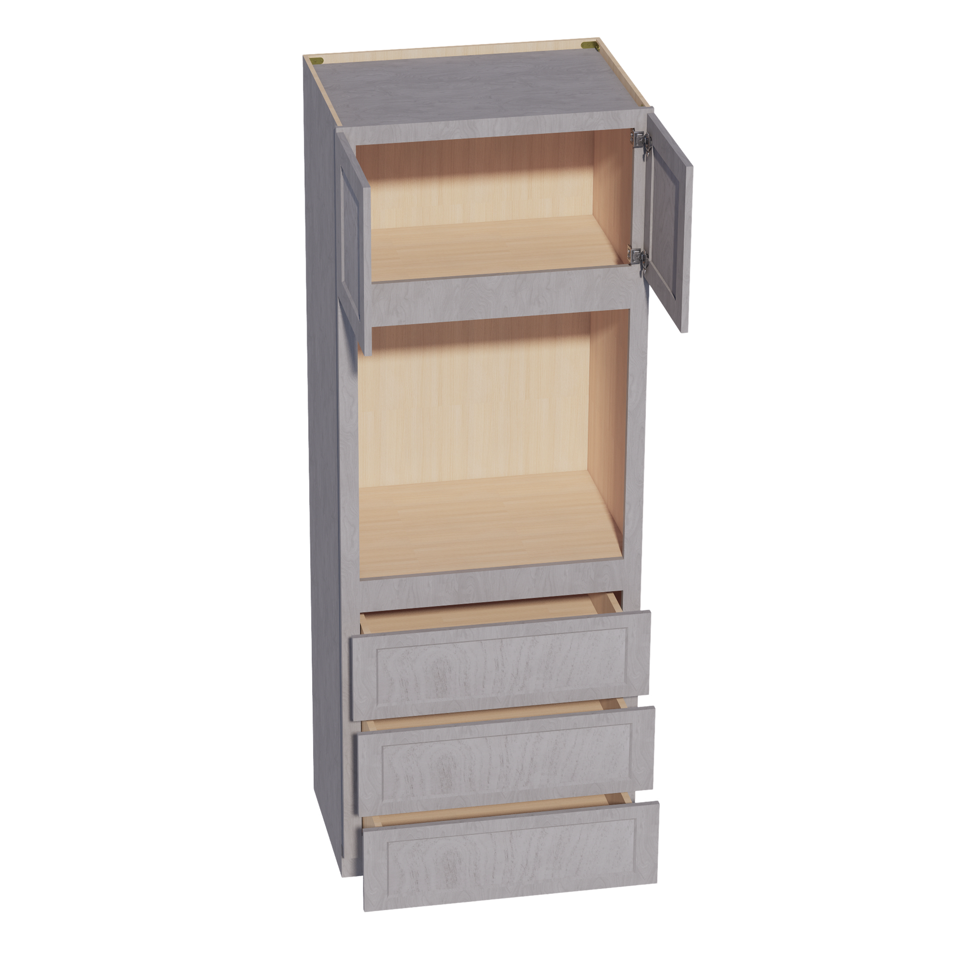 OC3390-SWG Tall Oven 2 Door & 3 Drawers Cabinet - Shaker Style - Washed Grey   33"W x 90"H x 24"D