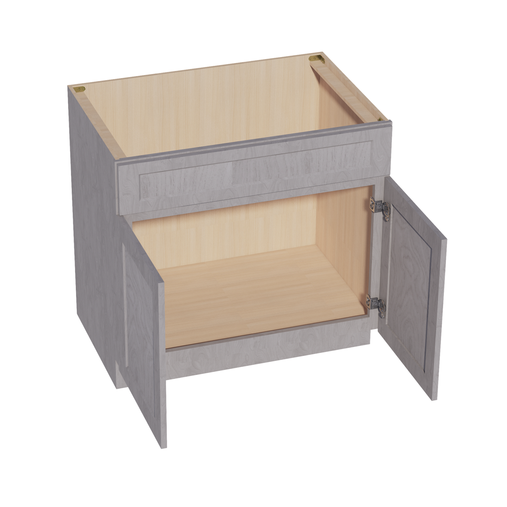 SB36-SWG Sink Base Cabinet 2 Door 2 False Drawer  - Shaker Style - Washed Grey   36"W x 34-1/2"H x 24"D