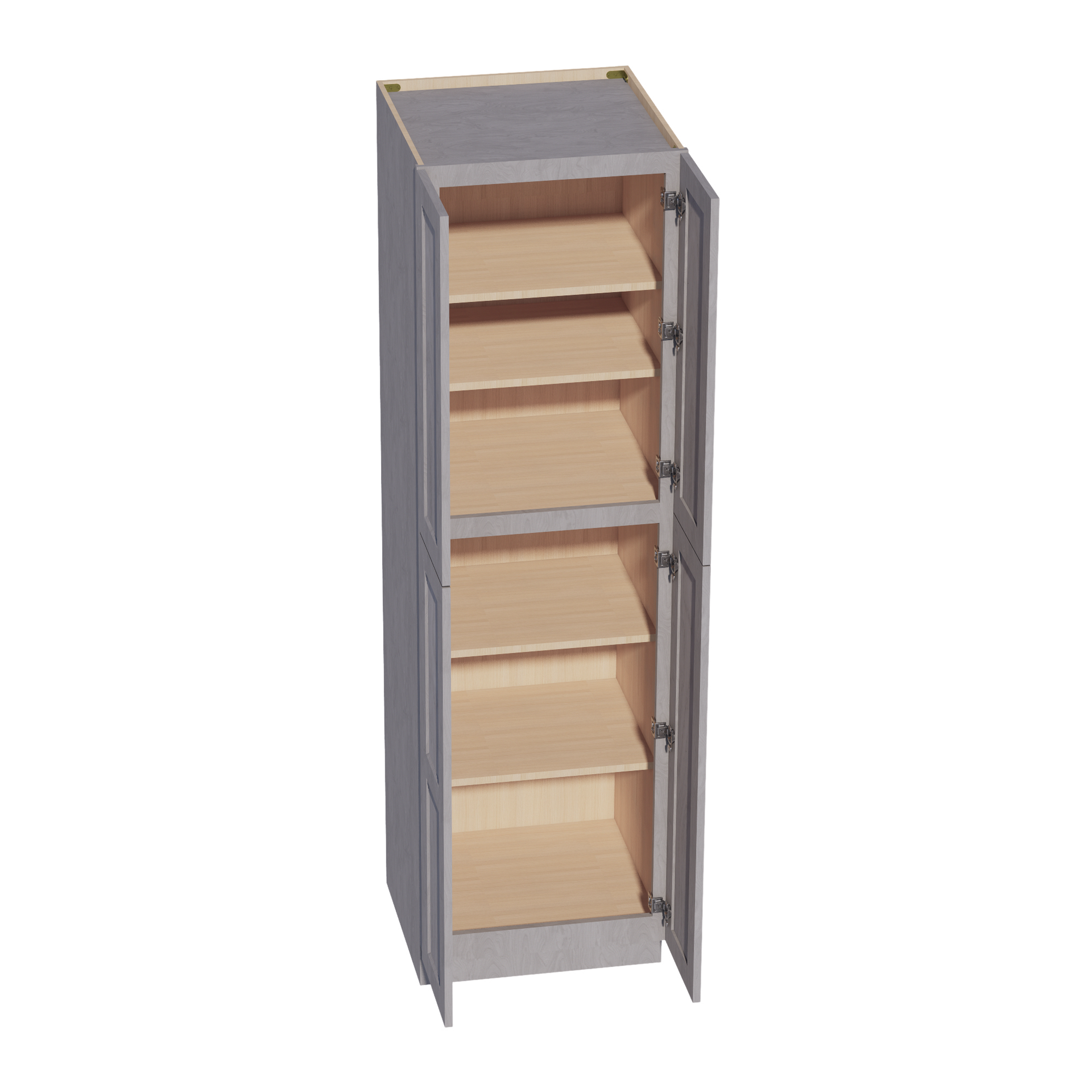 TP2484-SWG Tall Shelf Pantry Cabinet 4 Door & 6 Sheleves - Shaker Style - Washed Grey   24" W x 84"H x 24"D