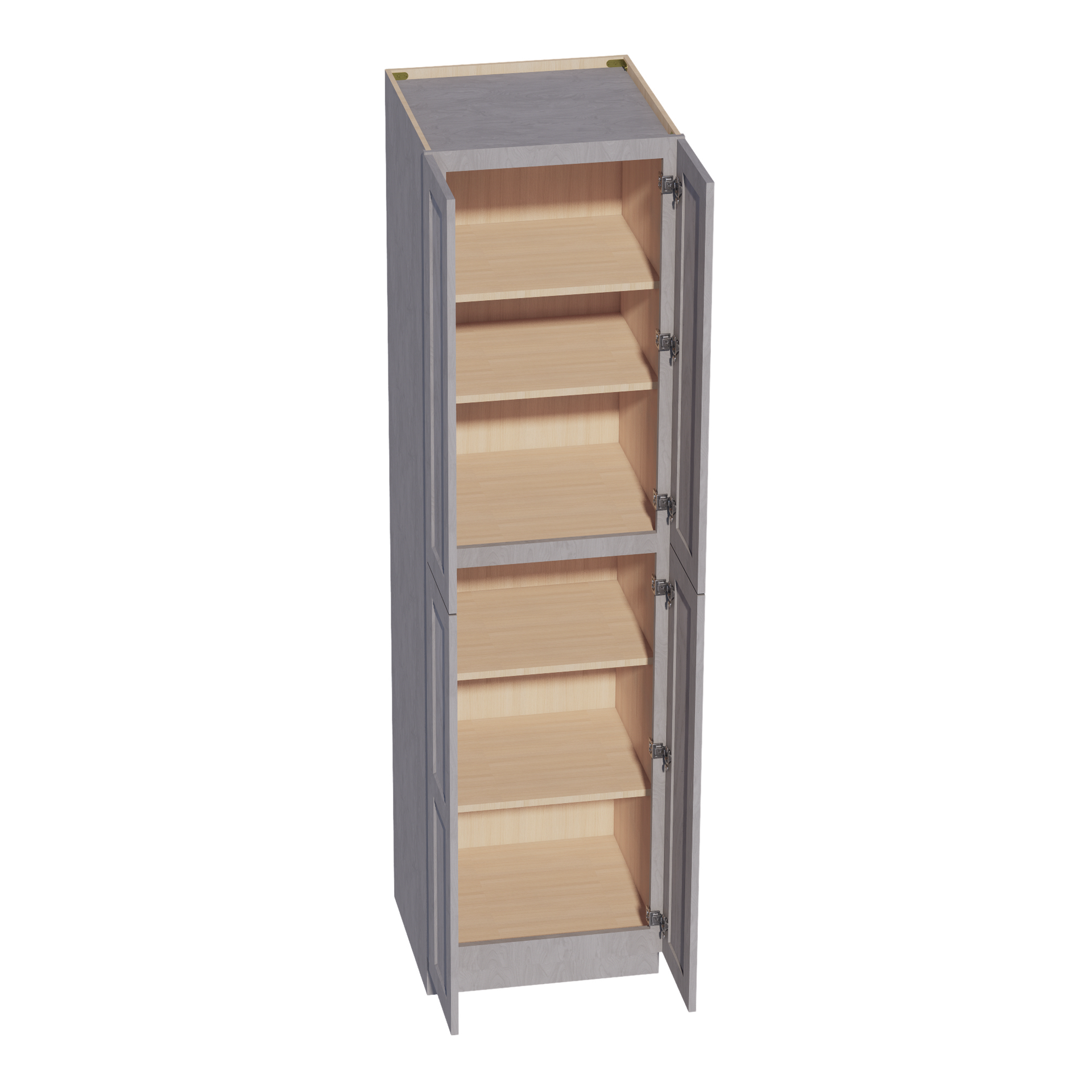 TP2490-SWG Tall Shelf Pantry Cabinet 4 Door & 6 Sheleves - Shaker Style - Washed Grey   24" W x 90"H x 24"D