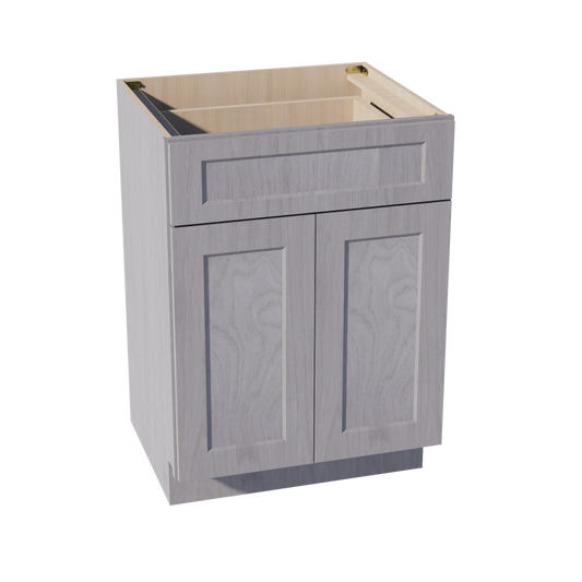 VB2421-SWG Vanity Base Cabinet 2 Doors & 1 Drawer - Shaker Style - Washed Grey   24"W x 34-1/2"H x 24"D