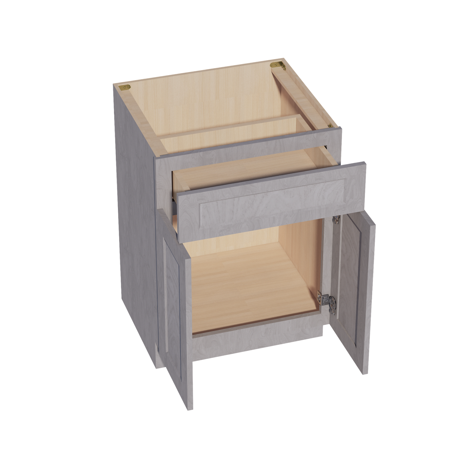 VB2421-SWG Vanity Base Cabinet 2 Doors & 1 Drawer - Shaker Style - Washed Grey   24"W x 34-1/2"H x 24"D