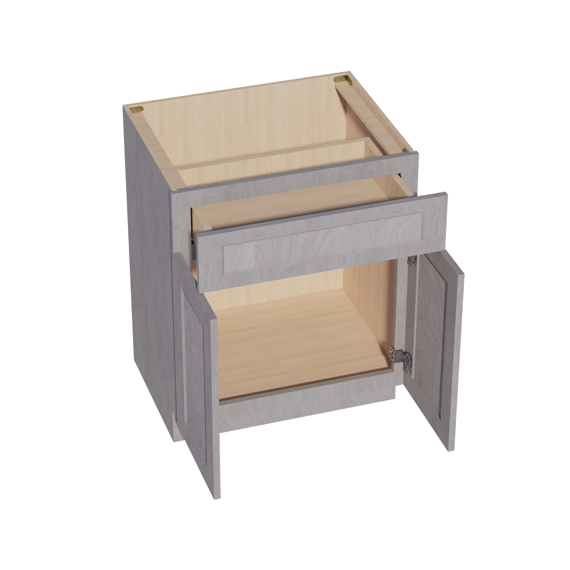 VB2721-SWG Vanity Base Cabinet 2 Doors & 1 Drawer - Shaker Style - Washed Grey   27"W x 34-1/2"H x 24"D