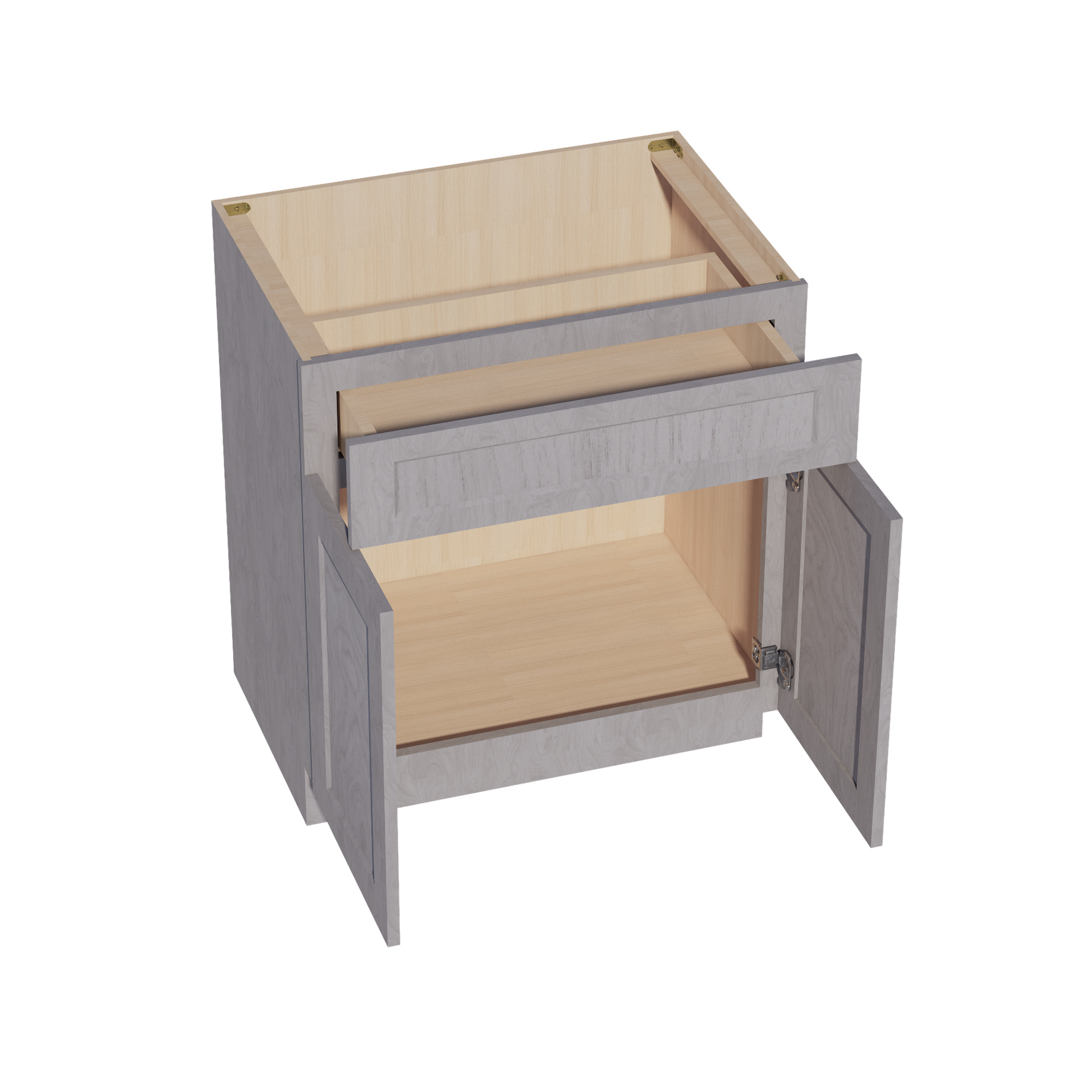VB3021-SWG Vanity Base Cabinet 2 Doors & 1 Drawer - Shaker Style - Washed Grey   30"W x 34-1/2"H x 24"D