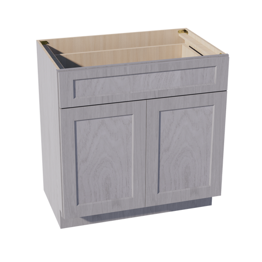 VB3321-SWG Vanity Base Cabinet 2 Doors & 1 Drawer - Shaker Style - Washed Grey   33"W x 34-1/2"H x 24"D