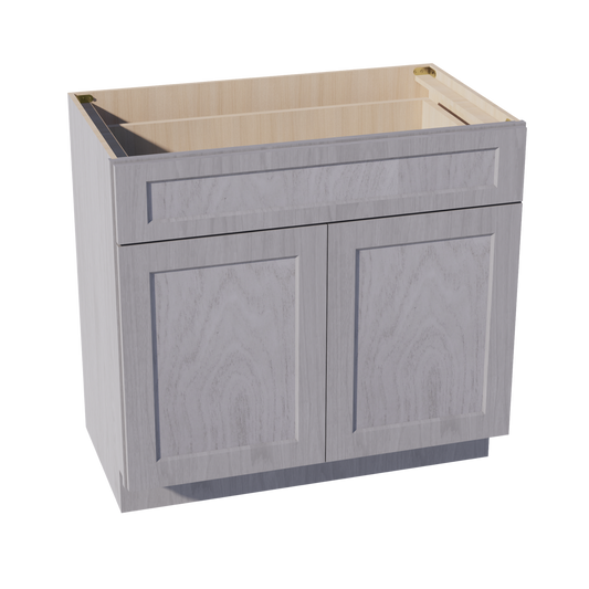 VB3621-SWG Vanity Base Cabinet 2 Doors & 1 Drawer - Shaker Style - Washed Grey   36"W x 34-1/2"H x 24"D