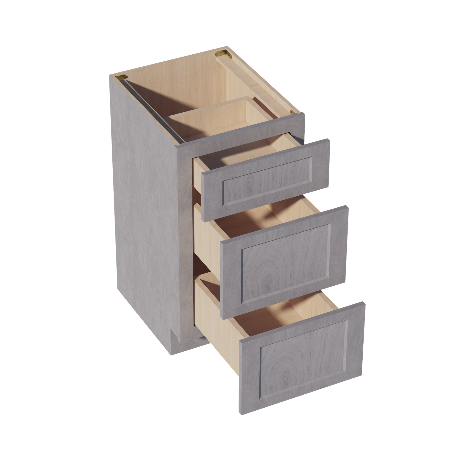 VDB1821-SWG Vanity Base Cabinet 3 Drawers - Shaker Style - Washed Grey   18"W x 34-1/2"H x 21"D