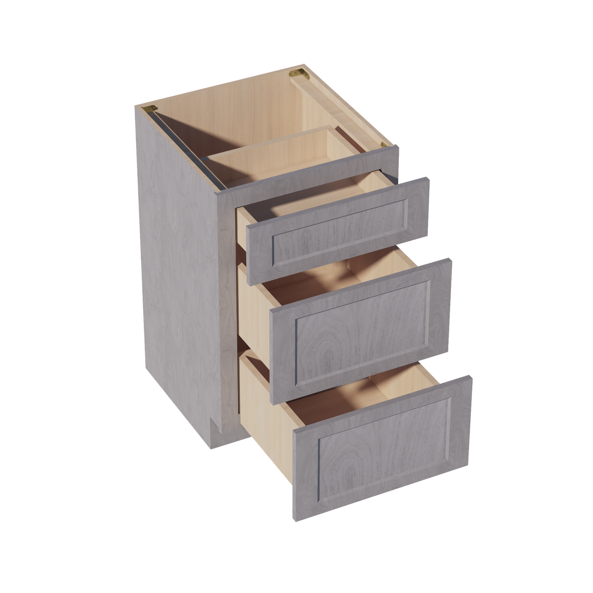 VDB2121-SWG Vanity Base Cabinet 3 Drawers - Shaker Style - Washed Grey   21"W x 34-1/2"H x 21"D