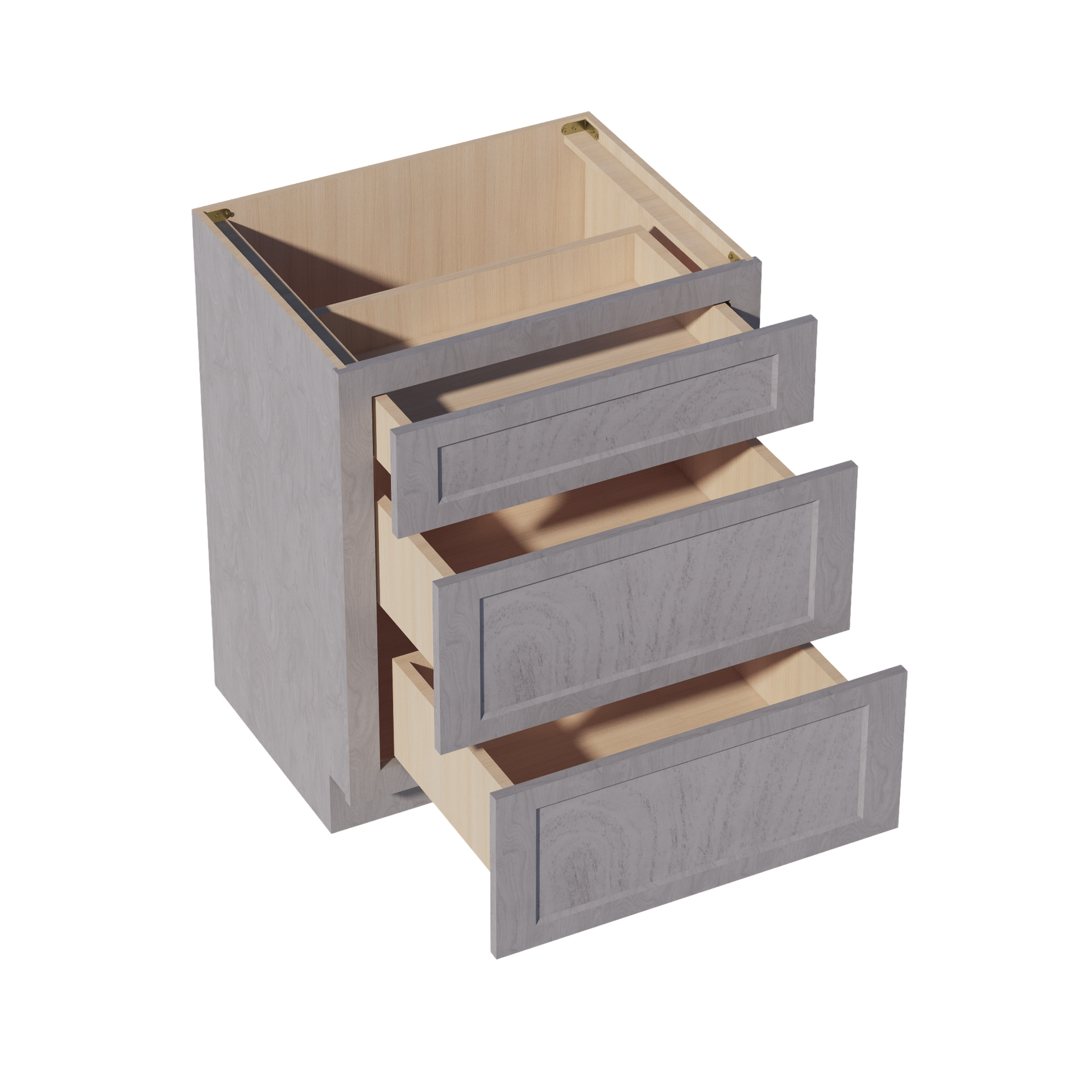 VDB2721-SWG Vanity Base Cabinet 3 Drawers - Shaker Style - Washed Grey   27"W x 34-1/2"H x 21"D