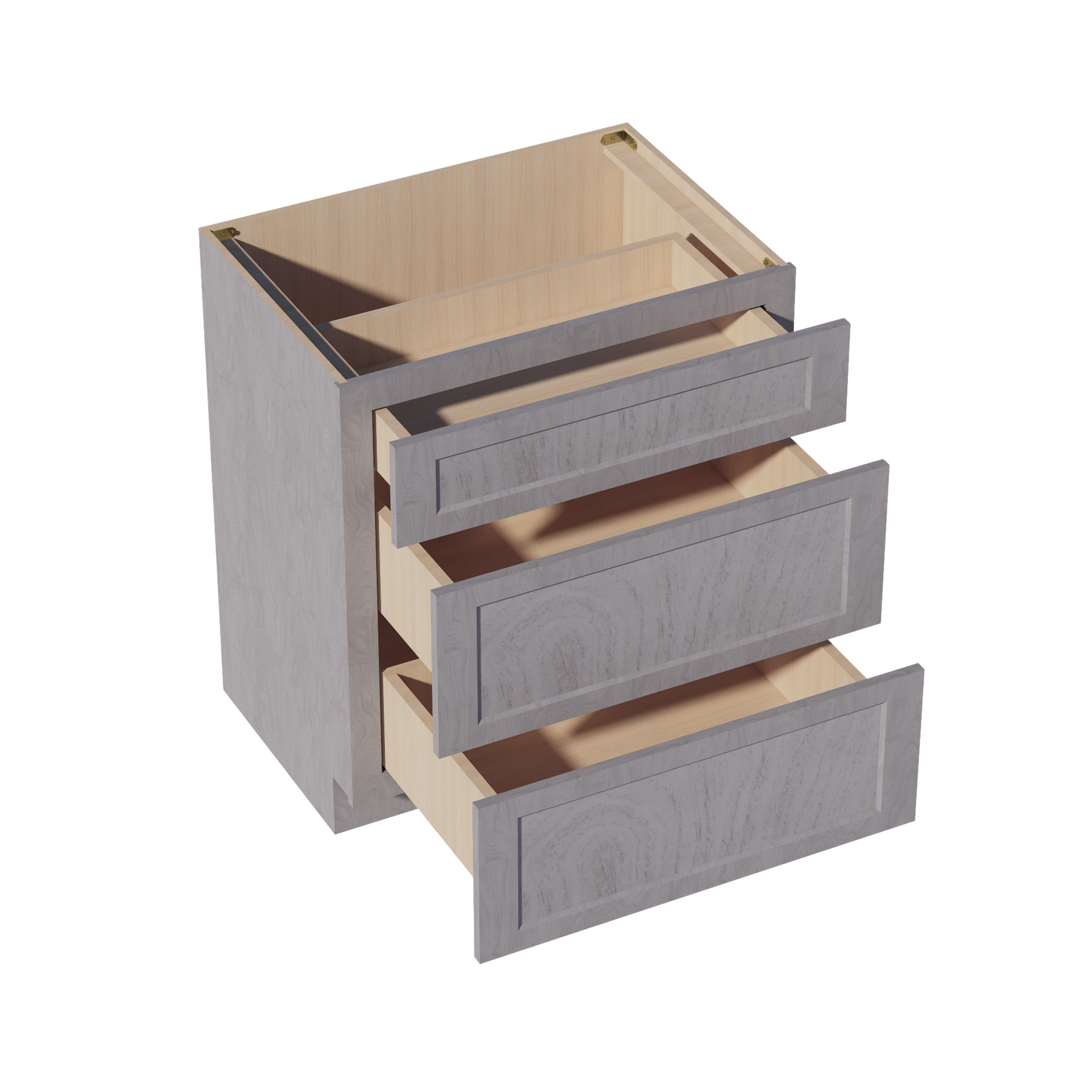 VDB3021-SWG Vanity Base Cabinet 3 Drawers - Shaker Style - Washed Grey   30"W x 34-1/2"H x 21"D