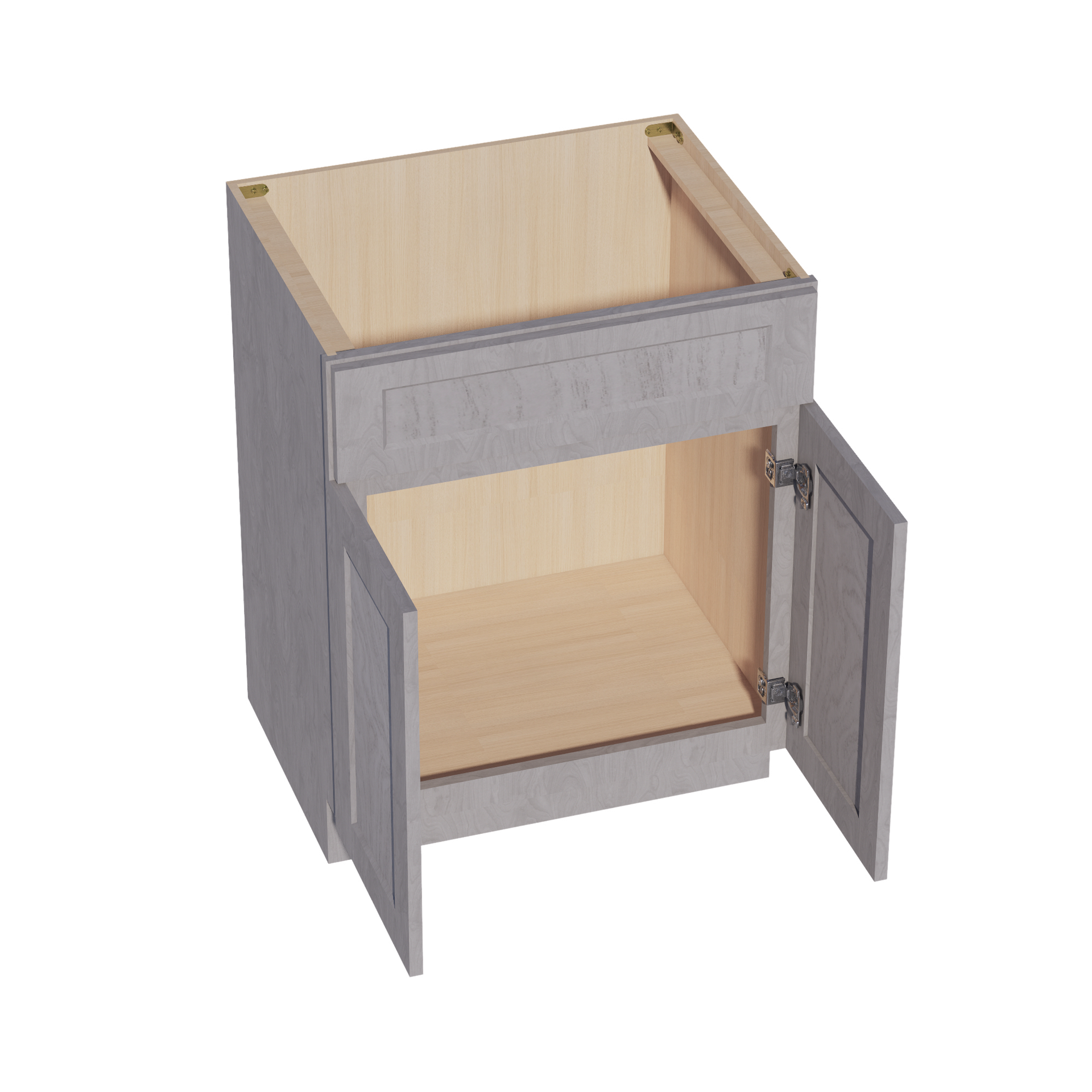 VSB2721-SWG Vanity Sink Base 1 False Drawer & 2 Doors - Shaker Style - Washed Grey   27"W x 34-1/2"H x 21"D