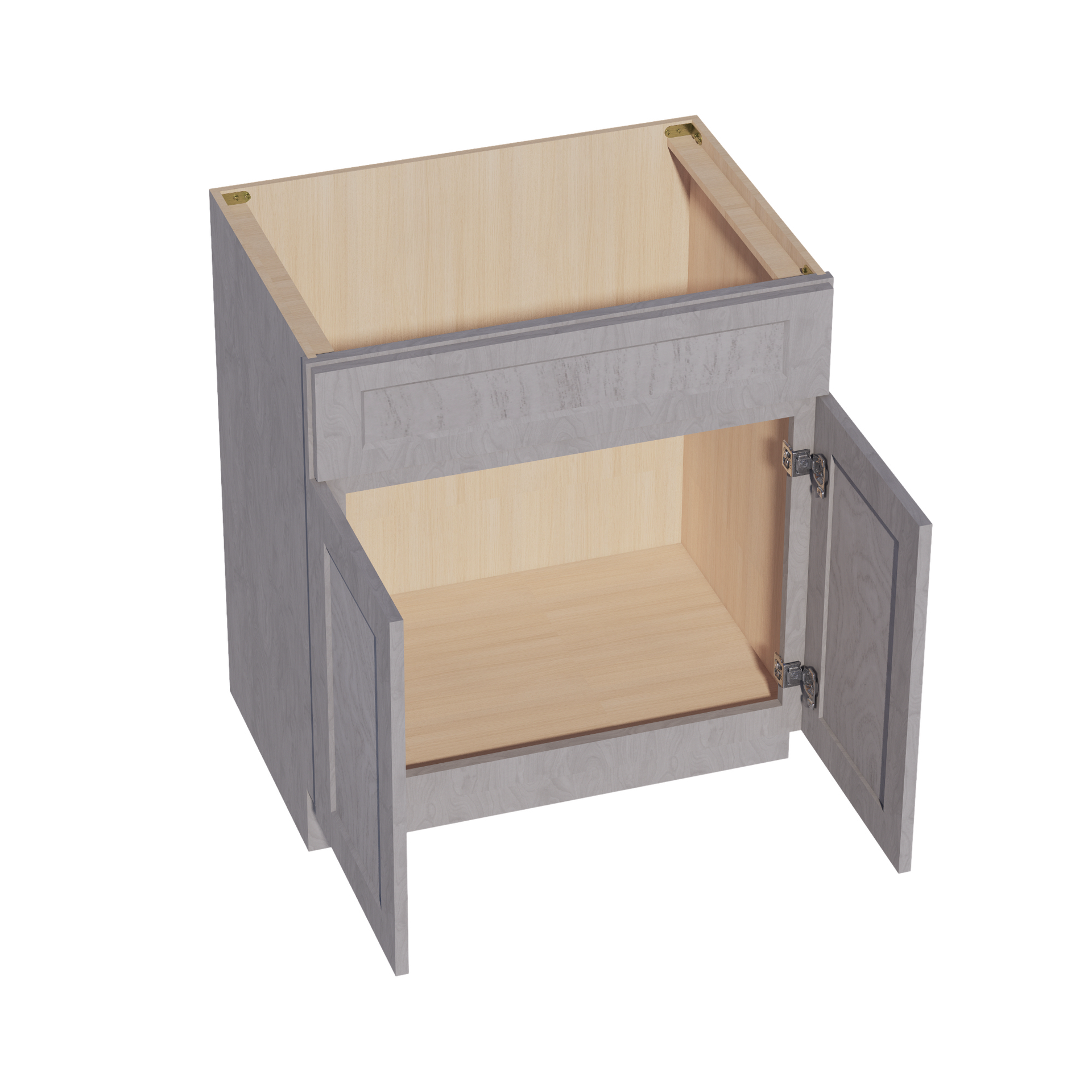VSB3021-SWG Vanity Sink Base 1 False Drawer & 2 Doors - Shaker Style - Washed Grey   30"W x 34-1/2"H x 21"D