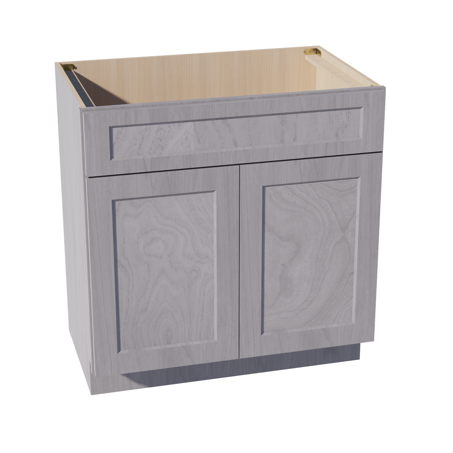 VSB3321-SWG Vanity Sink Base 1 False Drawer & 2 Doors - Shaker Style - Washed Grey   30"W x 34-1/2"H x 21"D