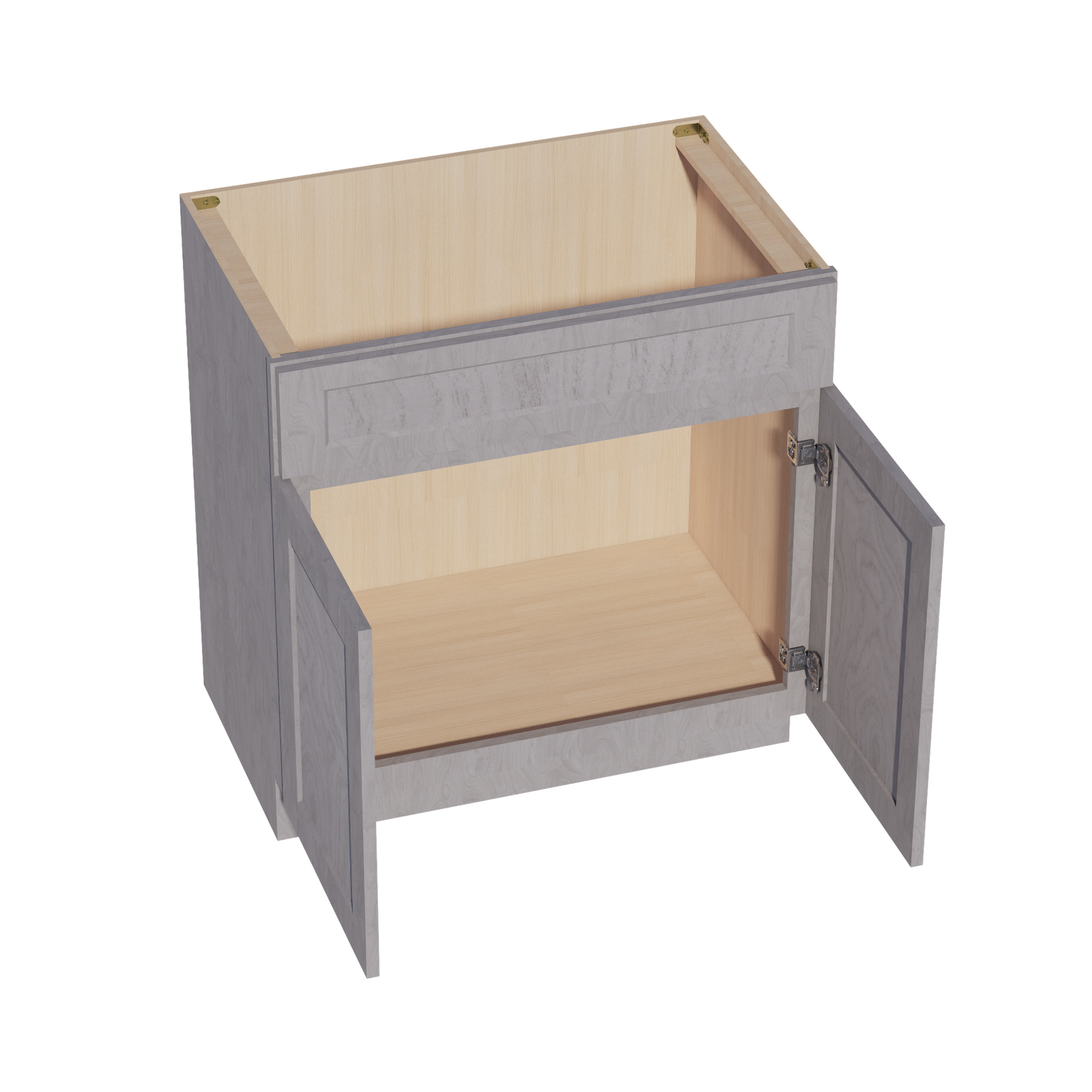VSB3321-SWG Vanity Sink Base 1 False Drawer & 2 Doors - Shaker Style - Washed Grey   30"W x 34-1/2"H x 21"D