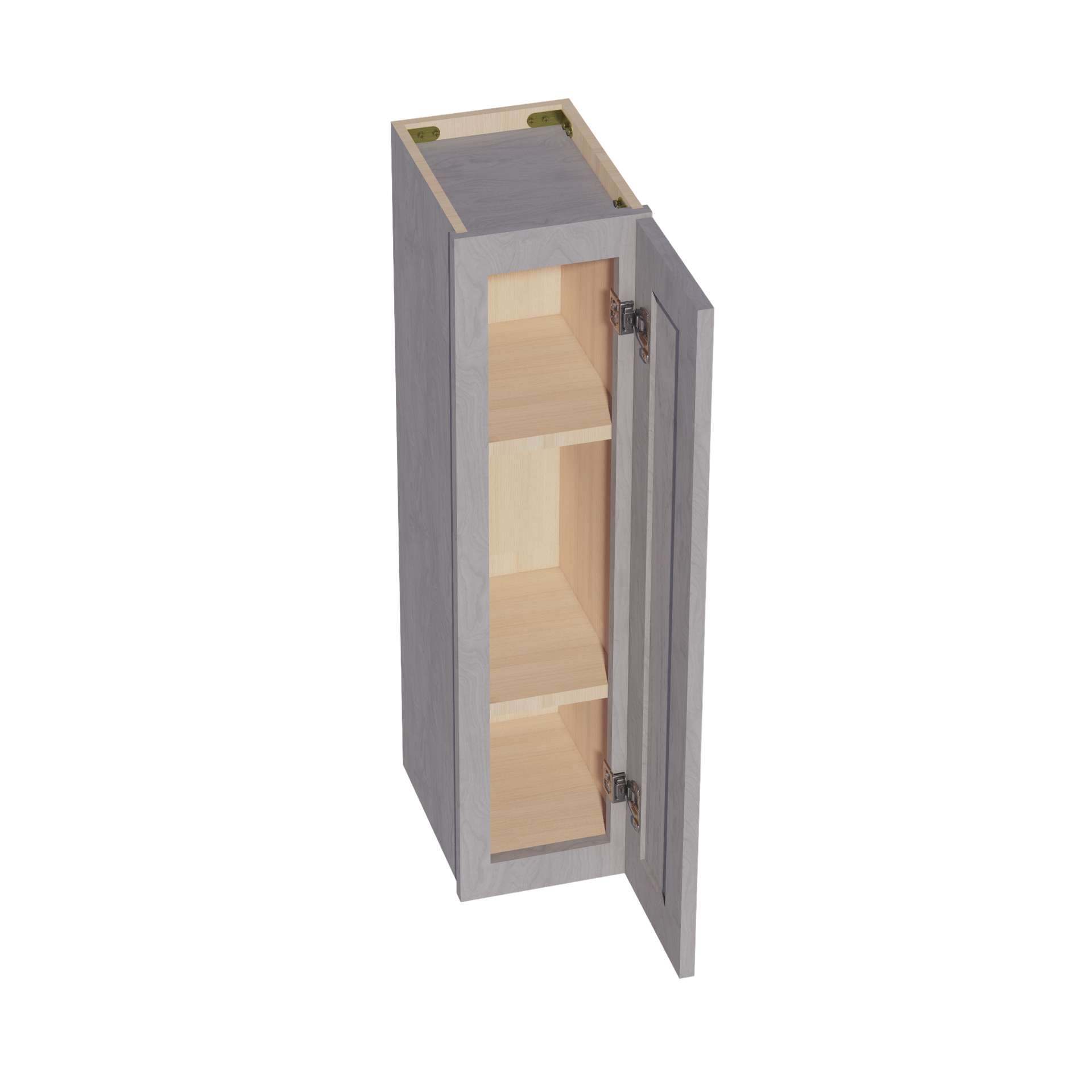 W0936-SWG Wall Cabinet 1 Door & 2 Shelves - Shaker Style - Washed Grey   09"W x 36"H x 12"D