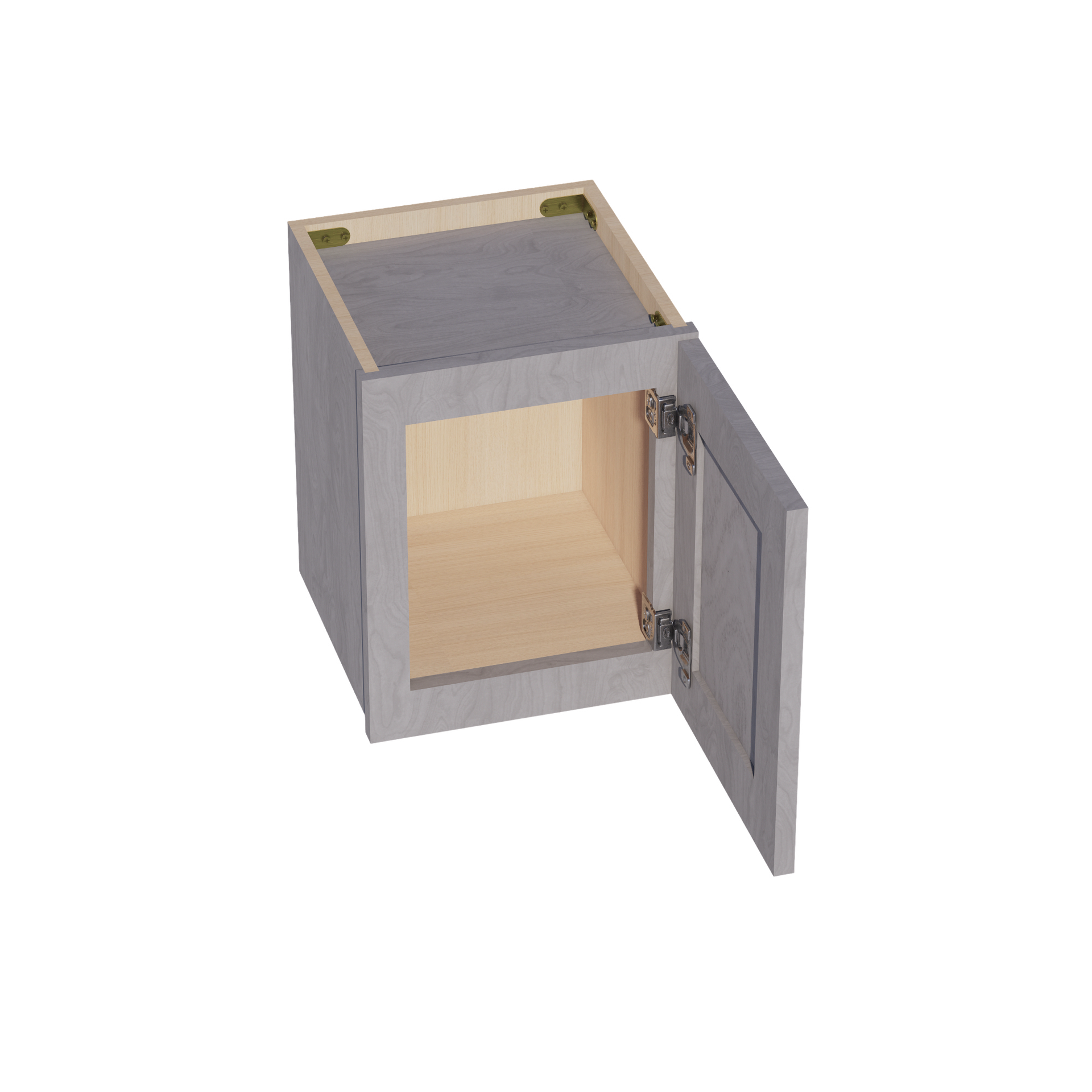 W1215-SWG Wall Cabinet 1 Door & 2 Shelves - Shaker Style - Washed Grey   12"W x 15"H x 12"D