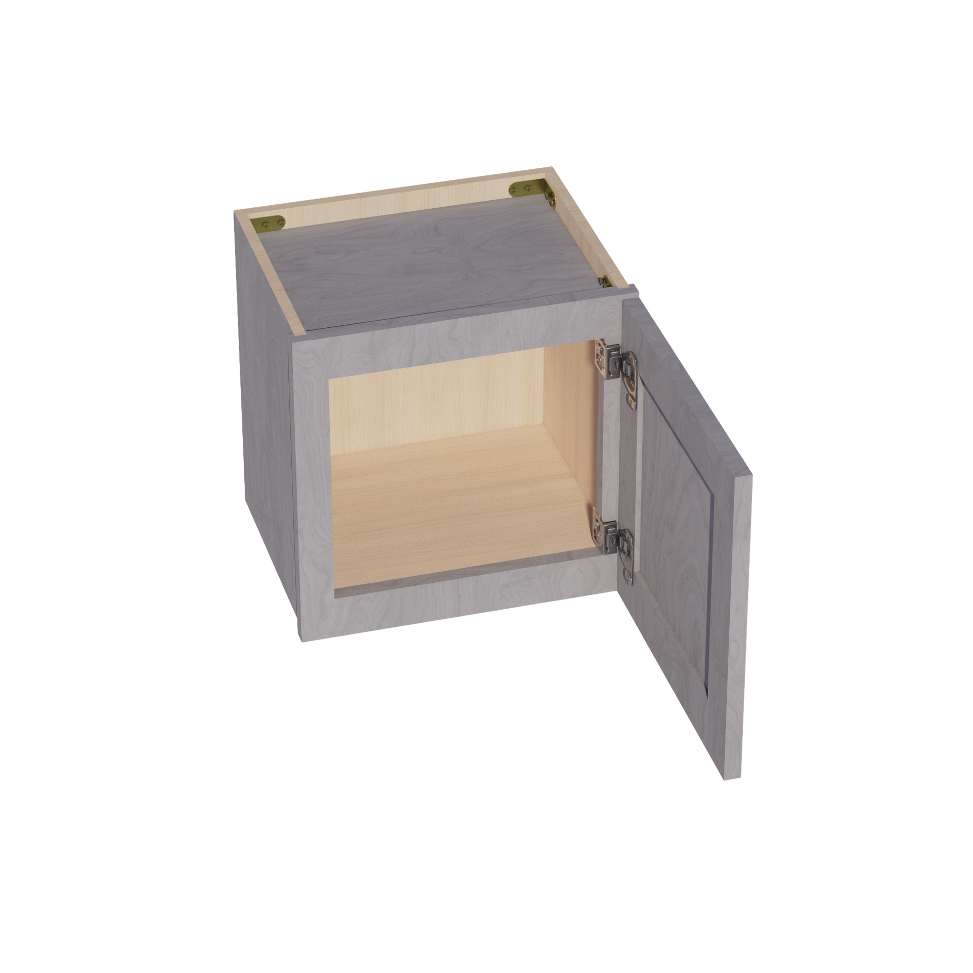 W1515-SWG Wall Cabinet 1 Door & 2 Shelves - Shaker Style - Washed Grey   15"W x 15"H x 12"D