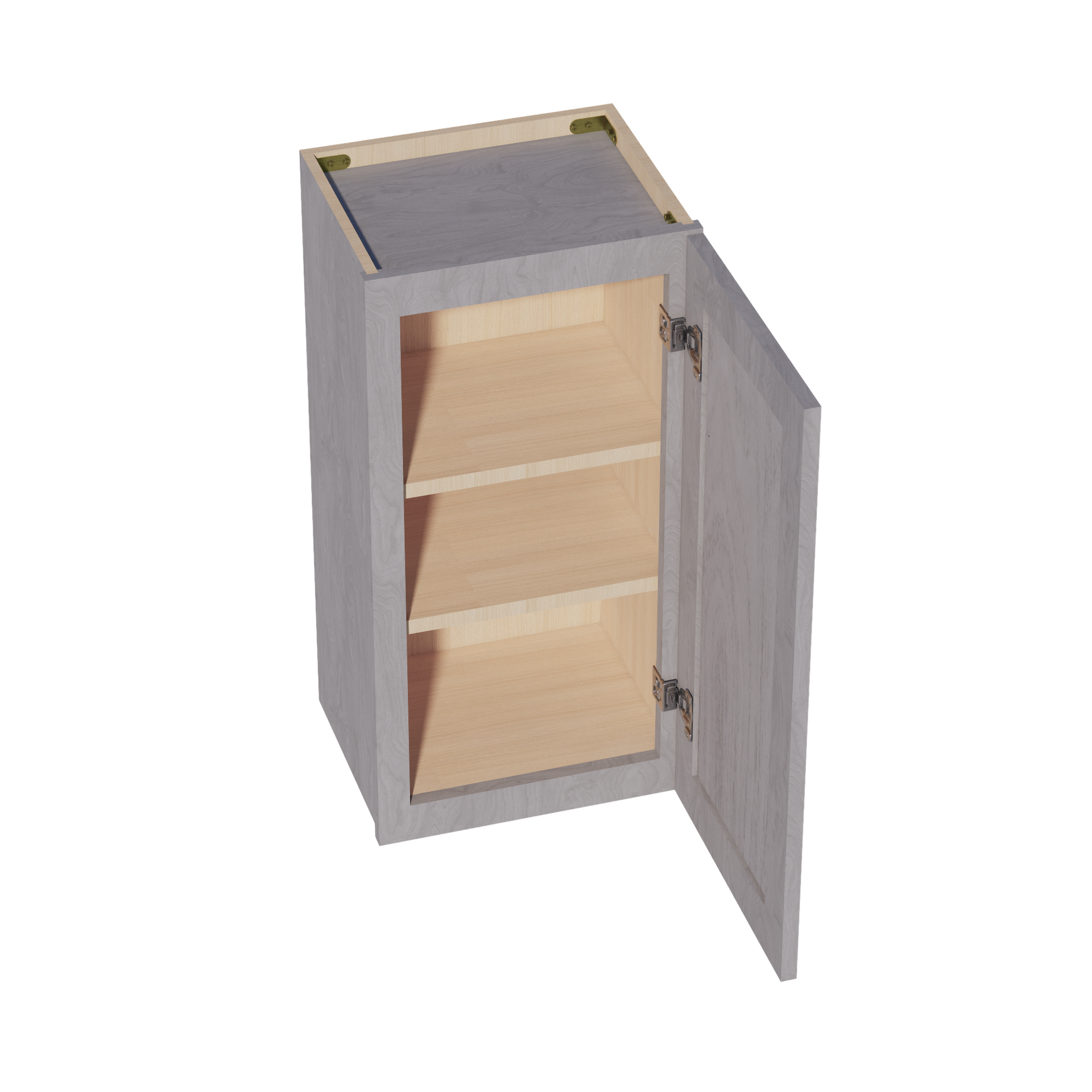 W1530-SWG Wall Cabinet 1 Door & 2 Shelves - Shaker Style - Washed Grey   15"W x 30"H x 12"D