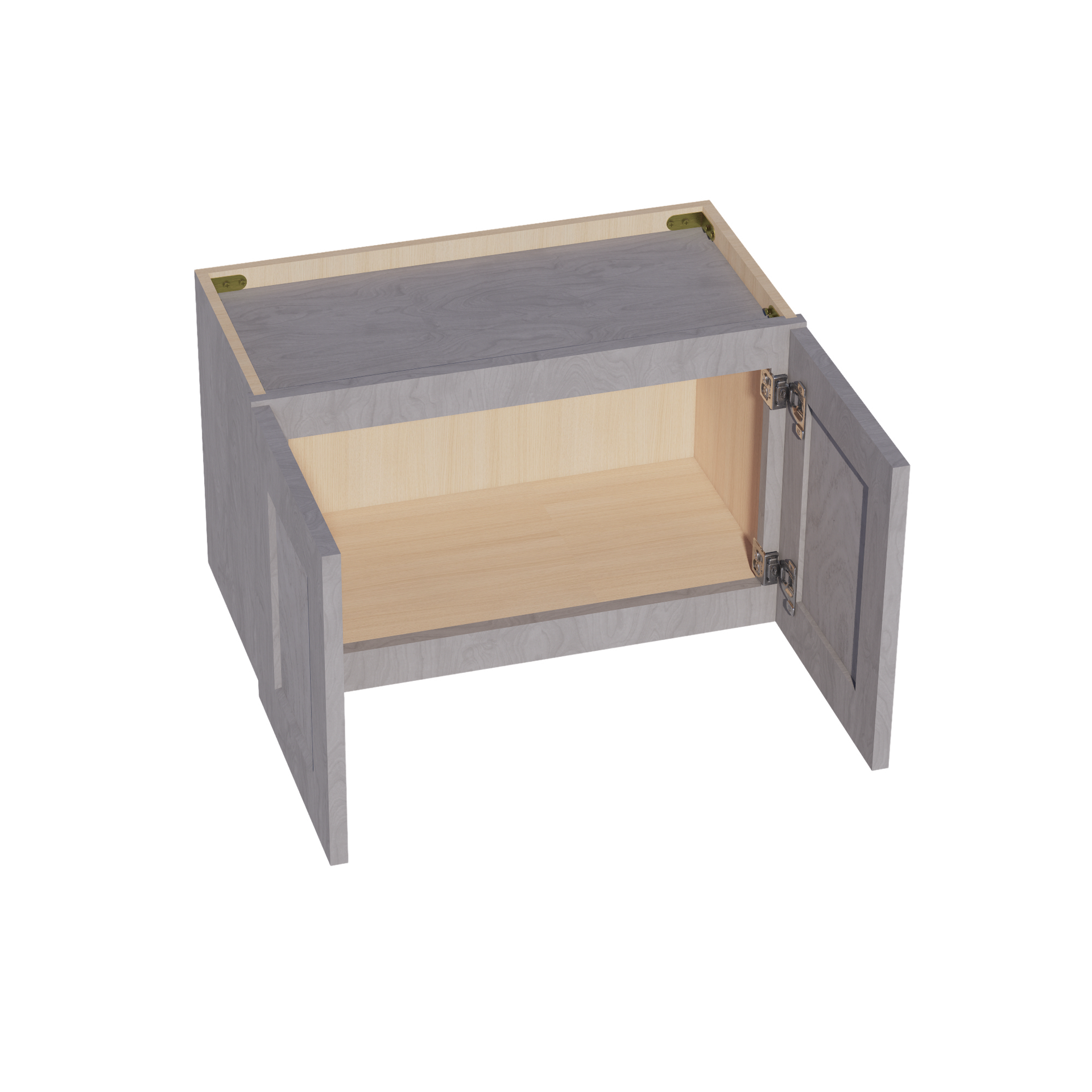 W2415-SWG Wall Cabinet 2 Doors & 2 Shelves - Shaker Style - Washed Grey   24"W x 15"H x 12"D