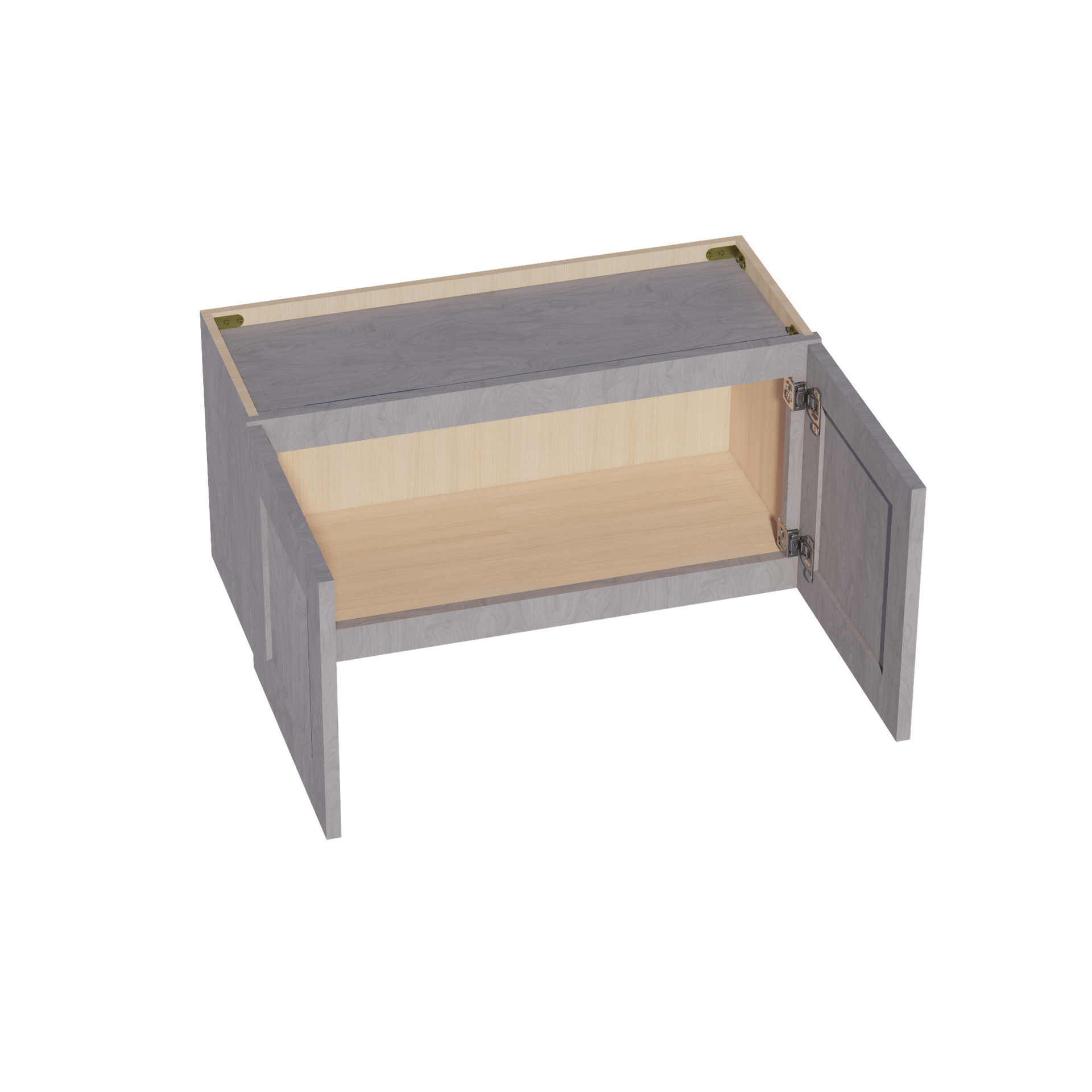 W3015-SWG Wall Cabinet 2 Doors & 2 Shelves - Shaker Style - Washed Grey   30"W x 15"H x 12"D