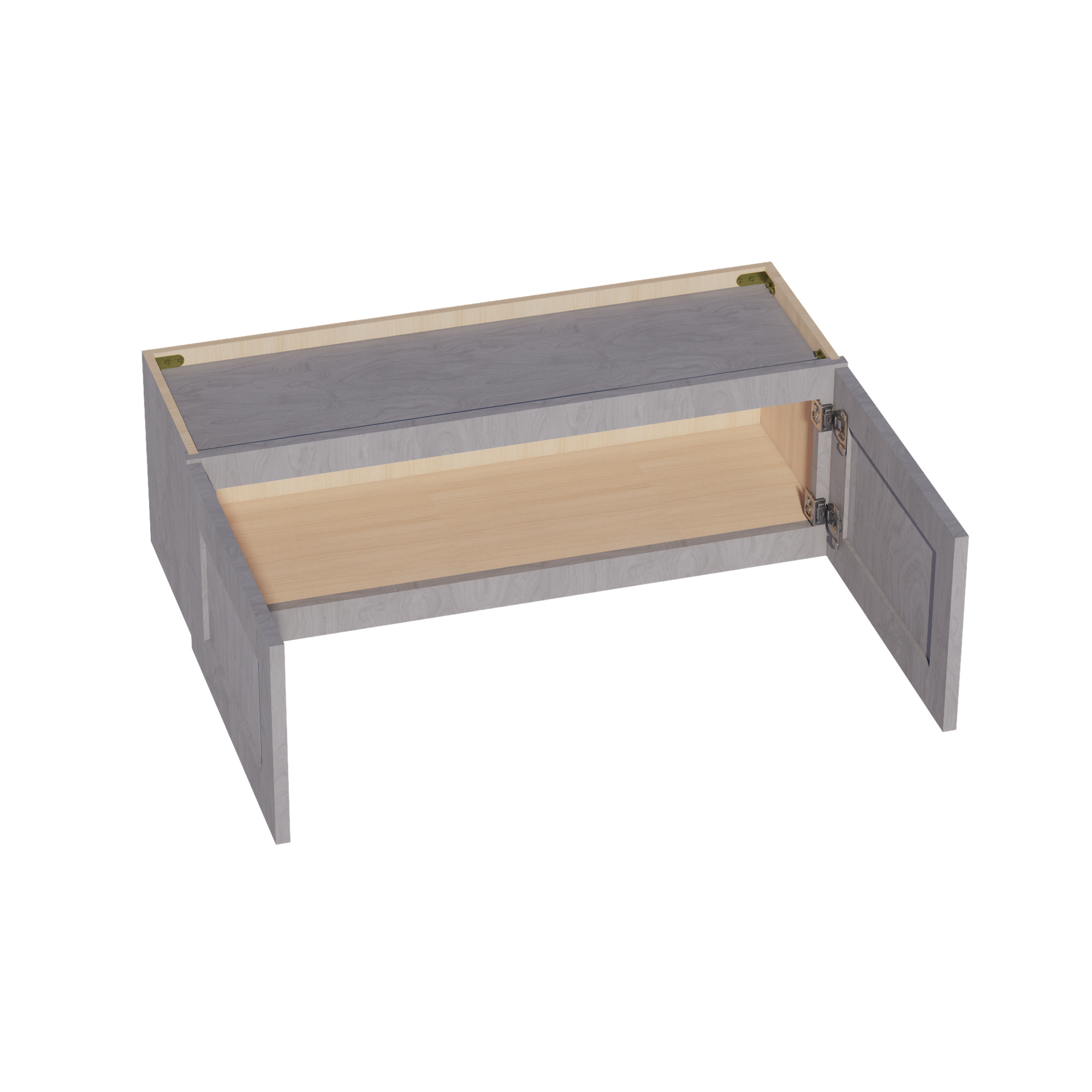 W3612-SWG Wall Cabinet 2 Doors & 2 Shelves - Shaker Style - Washed Grey   36"W x 12"H x 12"D