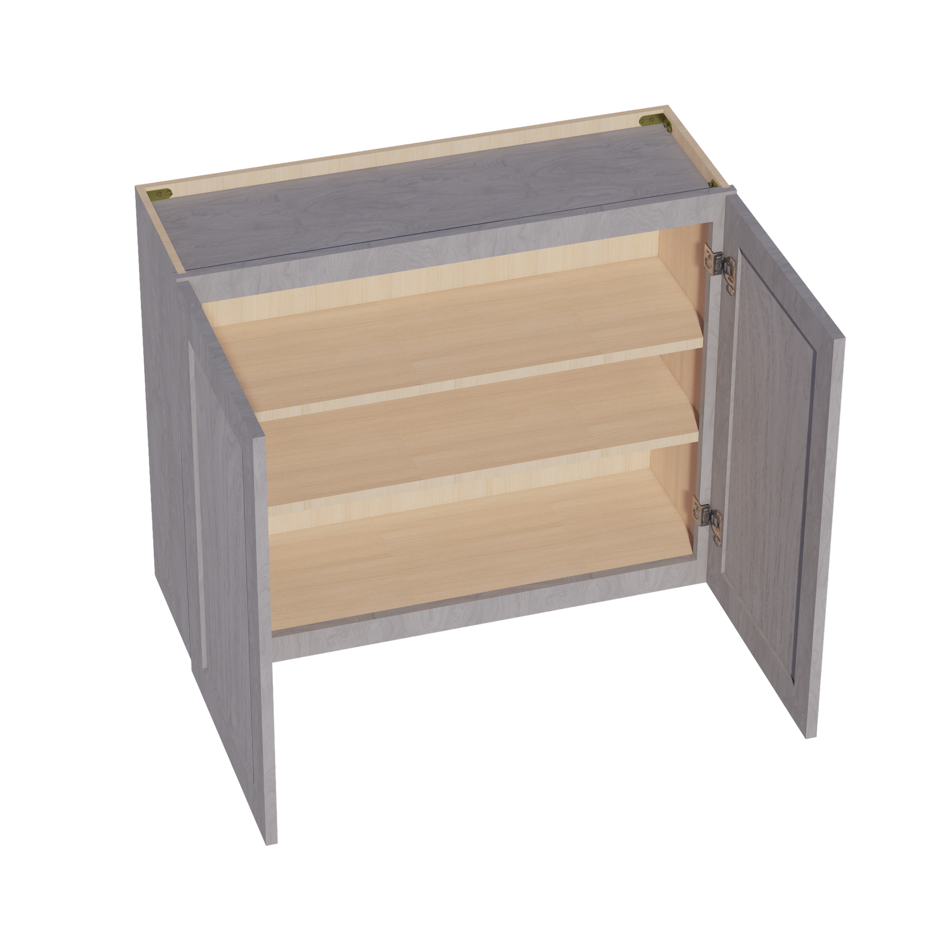W3630-SWG Wall Cabinet 2 Doors & 2 Shelves - Shaker Style - Washed Grey   36"W x 30"H x 12"D