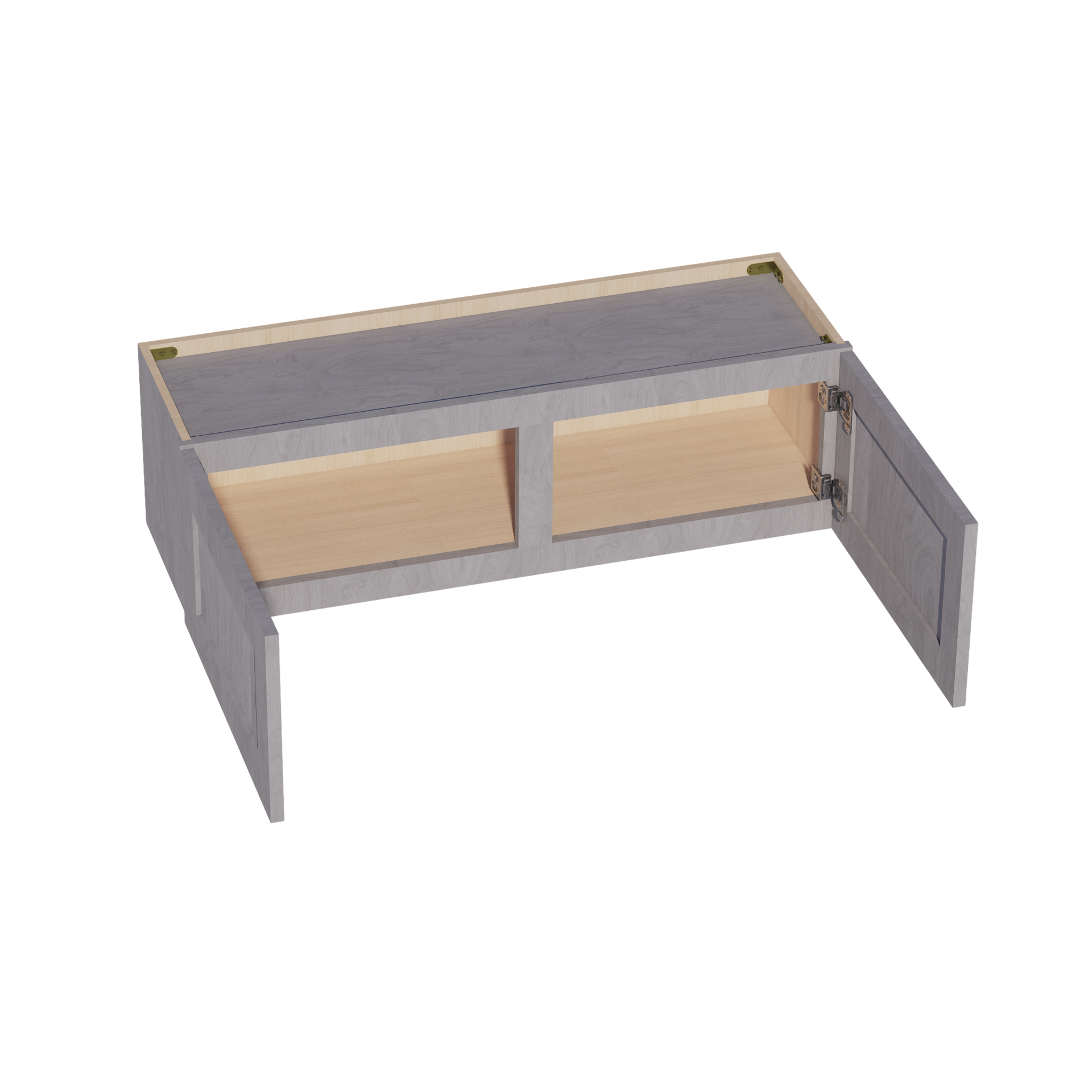W3912-SWG Wall Cabinet 2 Doors & 2 Shelves - Shaker Style - Washed Grey   39"W x 12"H x 12"D
