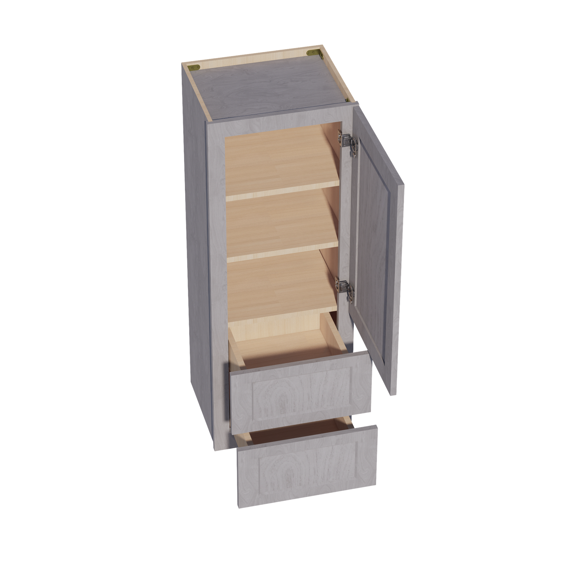 WD1848-SWG Diagonal Wall Corner Cabinet 1 Door & 2 Shelves - Shaker Style - Washed Grey   18'W x 48"H x 15"D