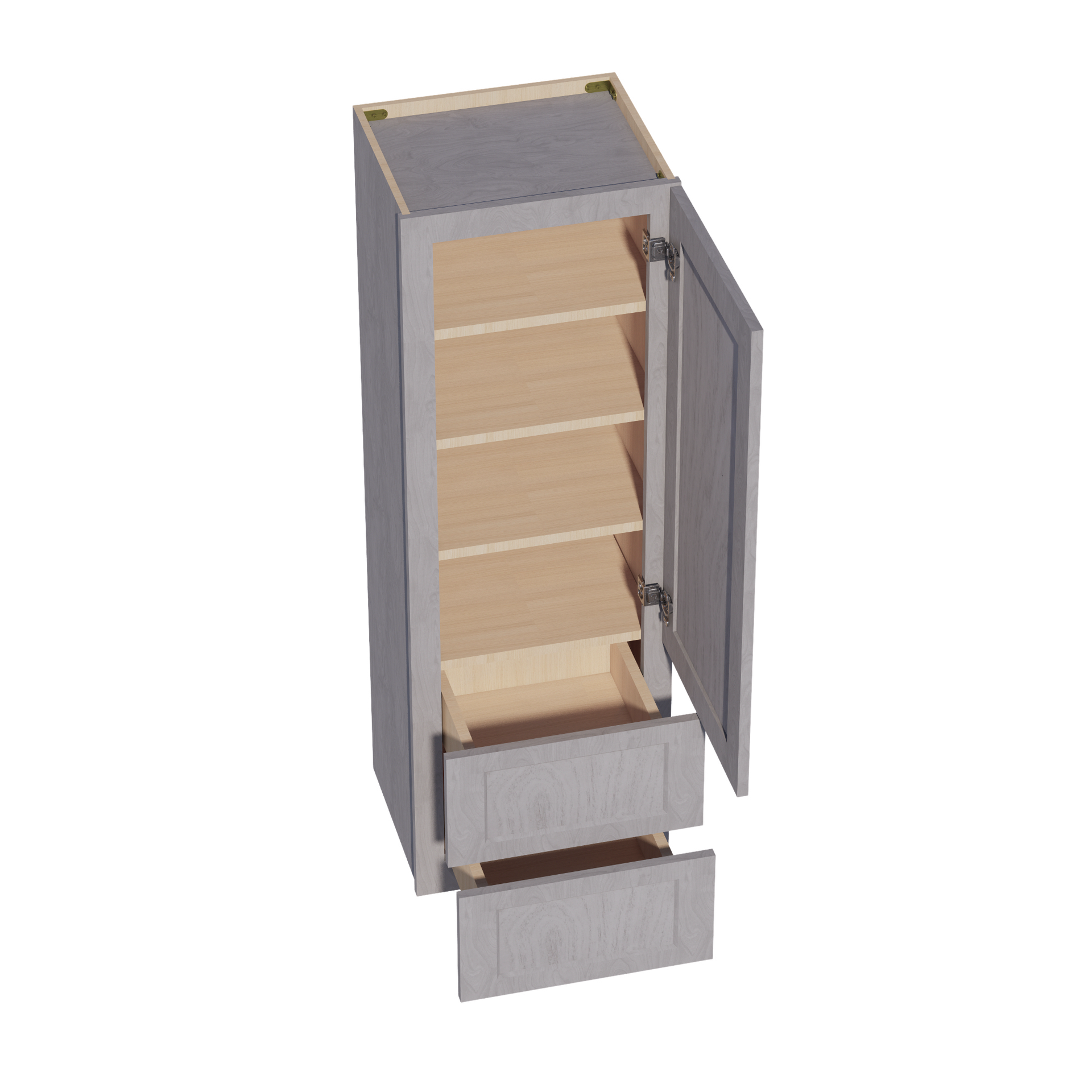 WD1854-SWG Diagonal Wall Corner Cabinet 1 Door & 2 Shelves - Shaker Style - Washed Grey   18'W x 54"H x 15"D